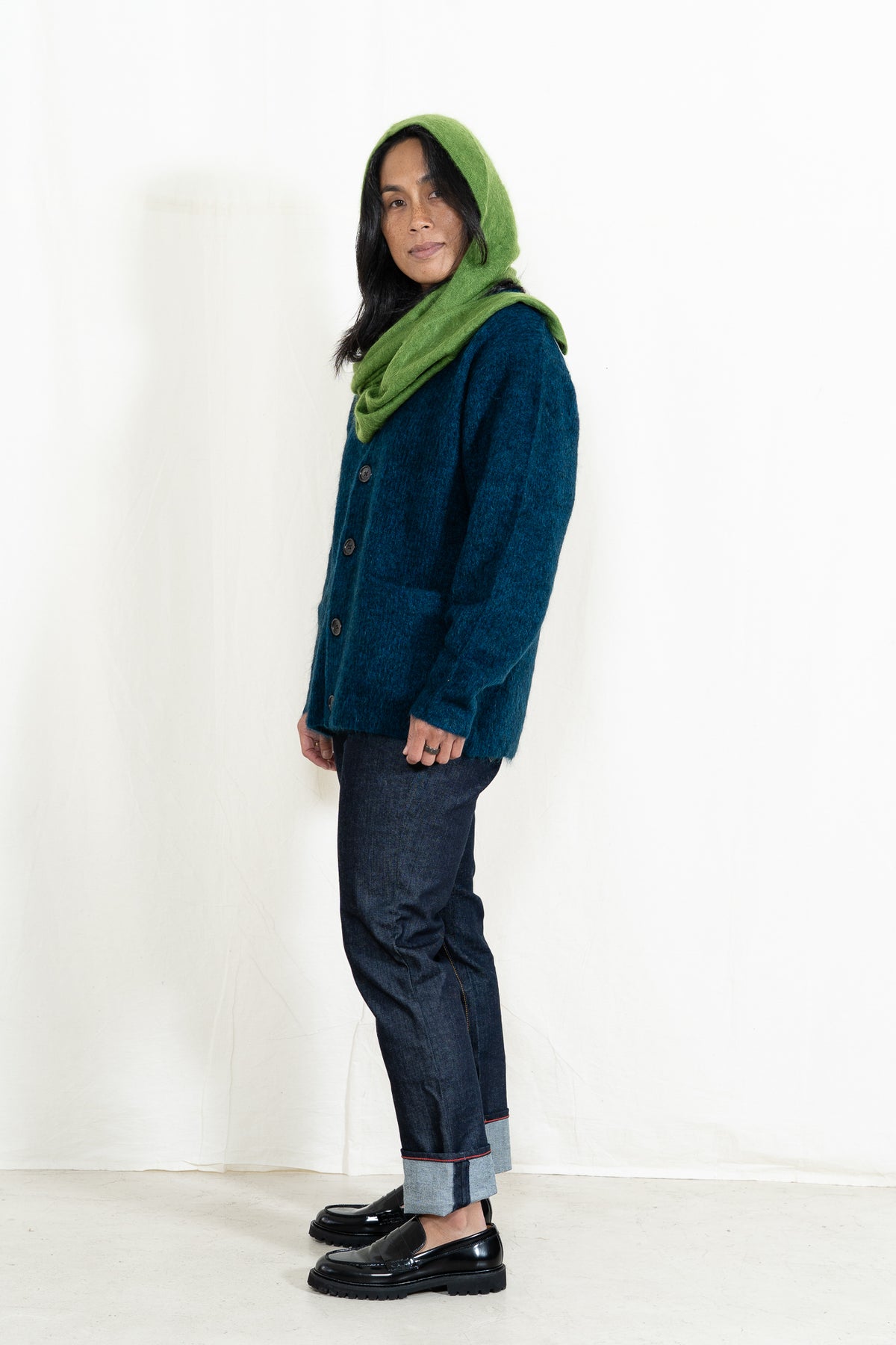 Sayaka Davis Hooded Cashmere Scarf in Cactus