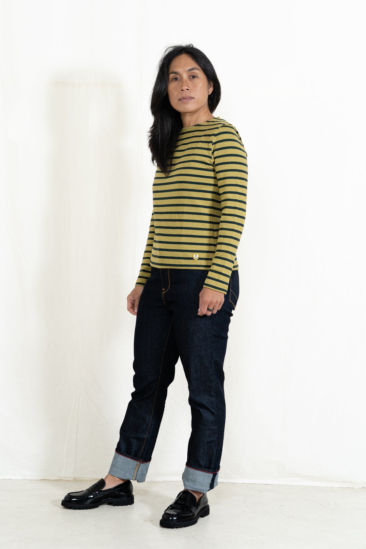 Armor-Lux Mariniere ML in Green Moss and Otranto