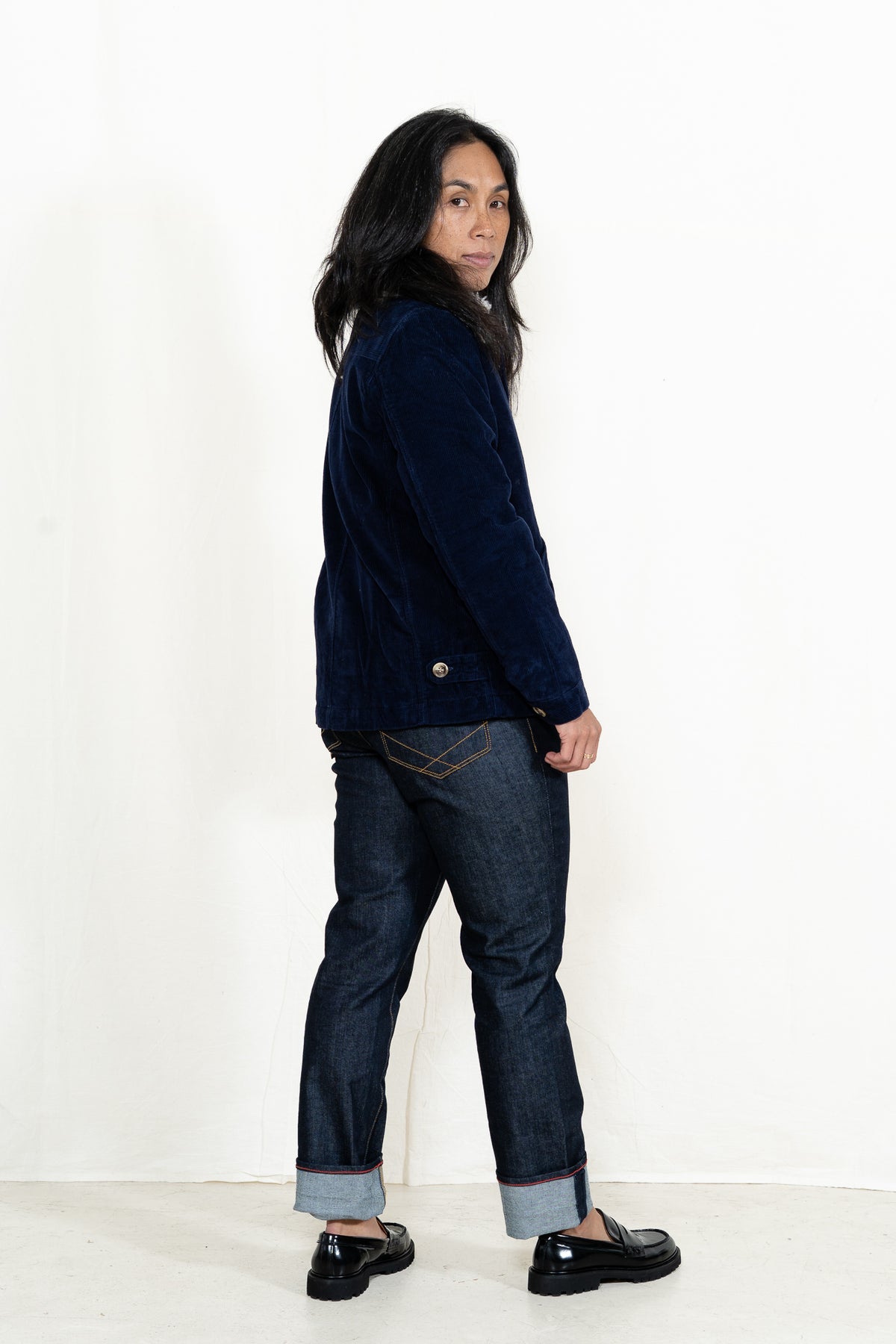 Armor-Lux Cord Shearling Collar Jacket in Seal