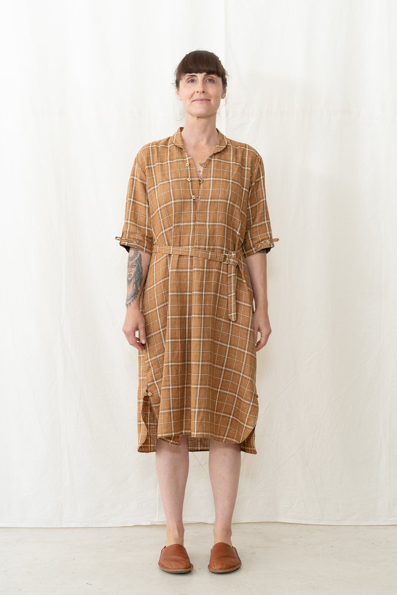 HYE SUN MUN Irina Dress in Golden Plaid