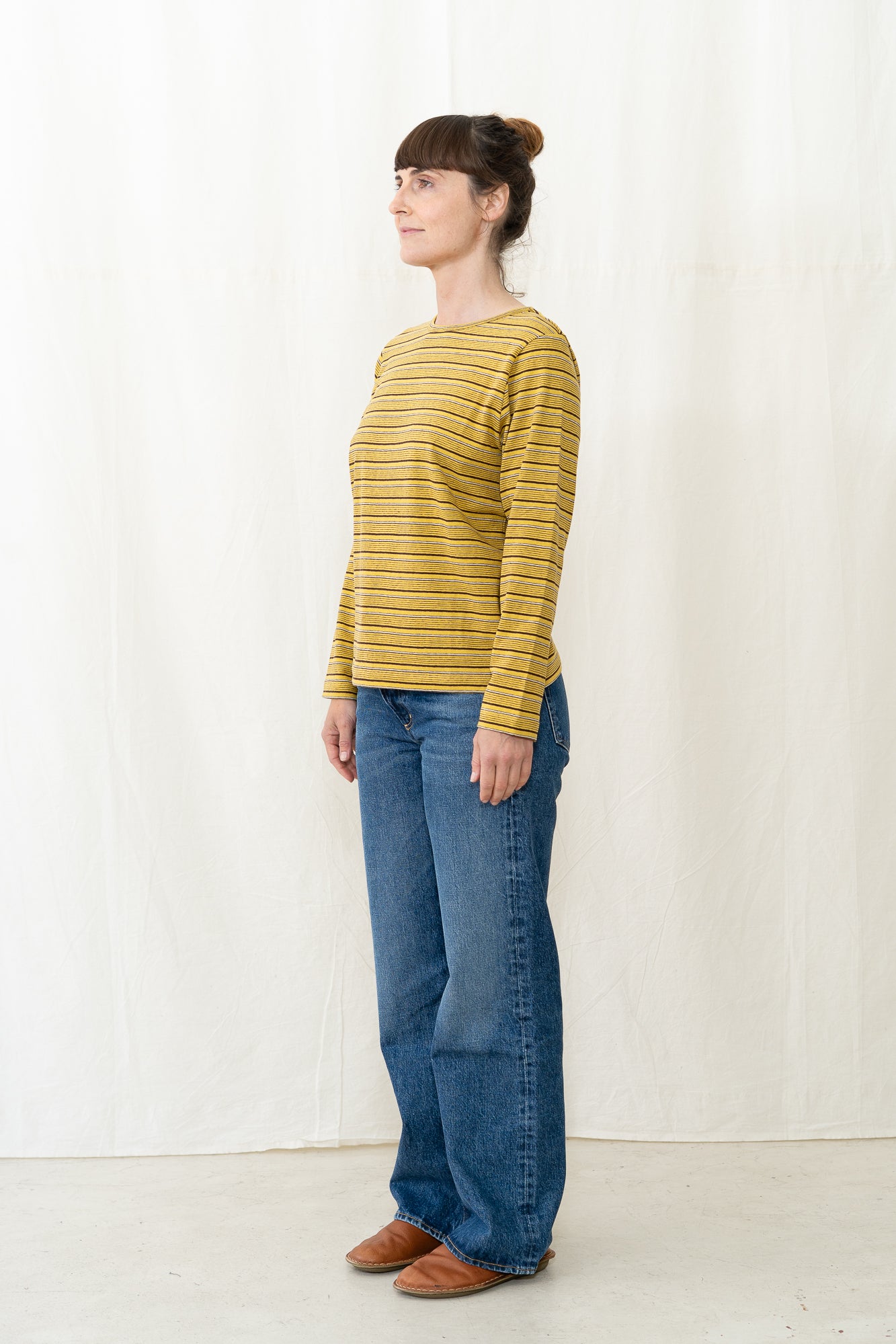 SARAHWEAR Stripe Jersey Shirt in Mustard