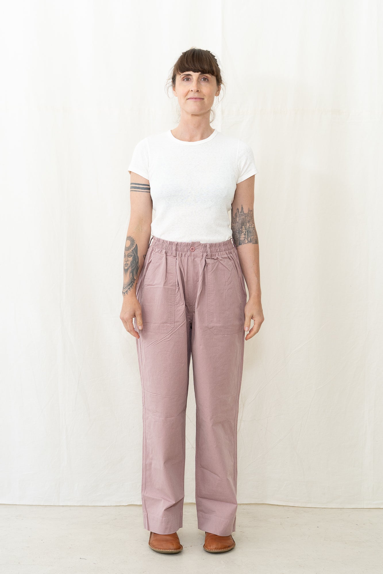 Kappy One Tuck Wide Fatigue Pants in Lt Pink