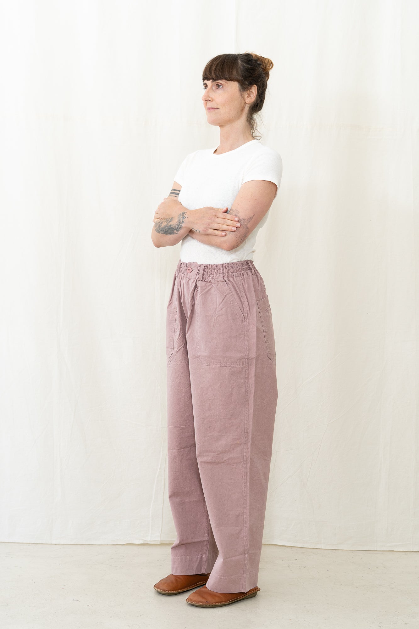 Kappy One Tuck Wide Fatigue Pants in Lt Pink
