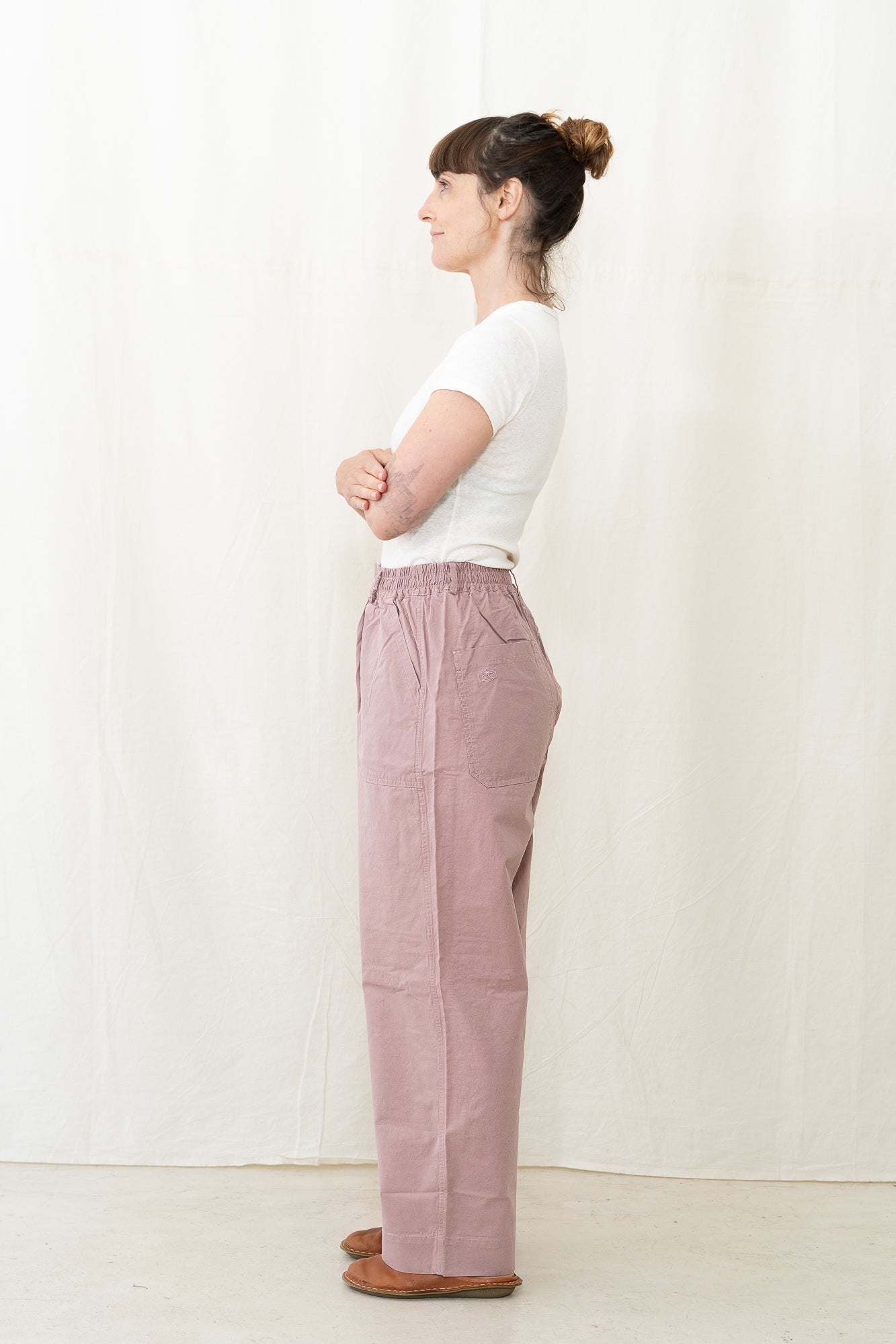 Kappy One Tuck Wide Fatigue Pants in Lt Pink