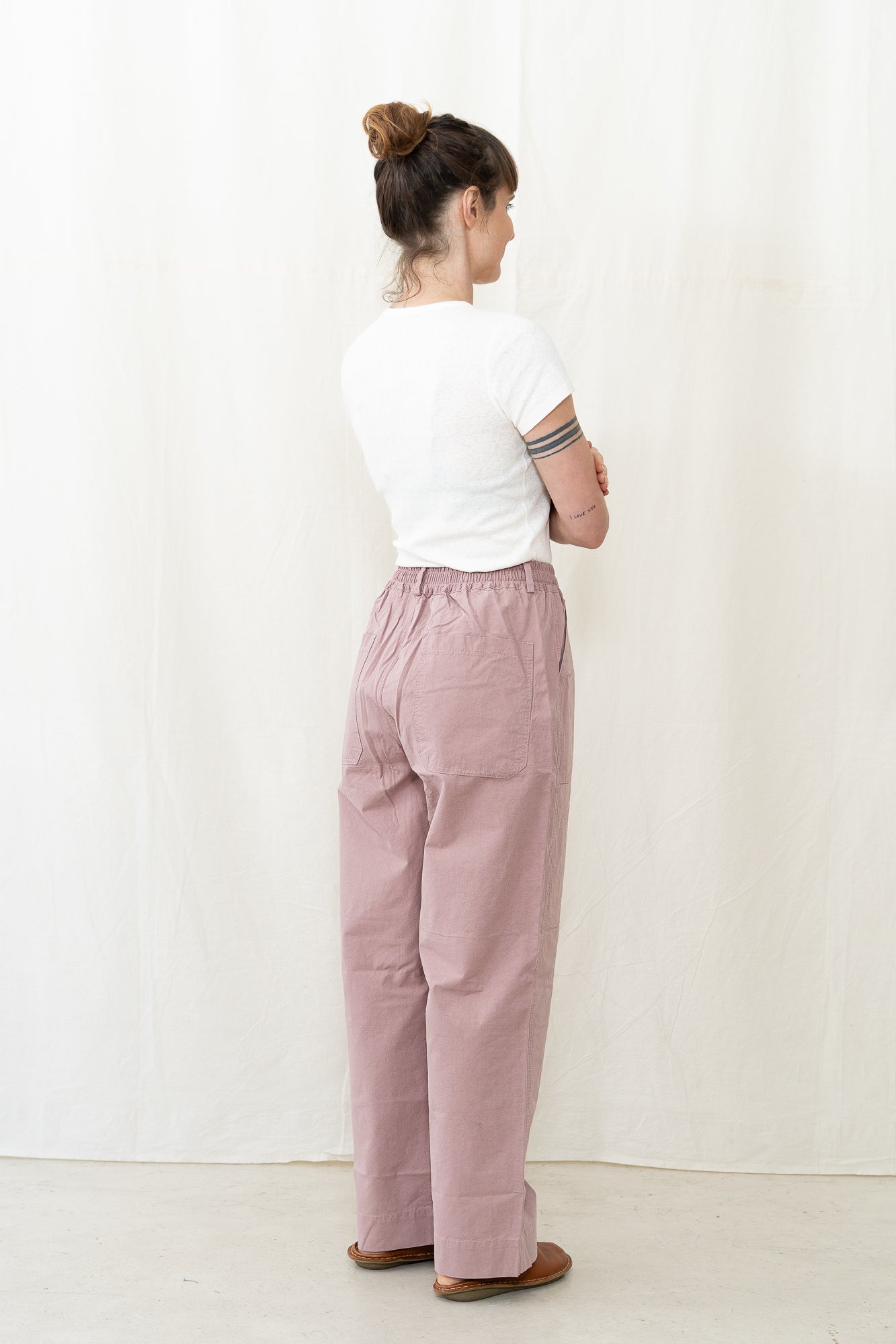 Kappy One Tuck Wide Fatigue Pants in Lt Pink