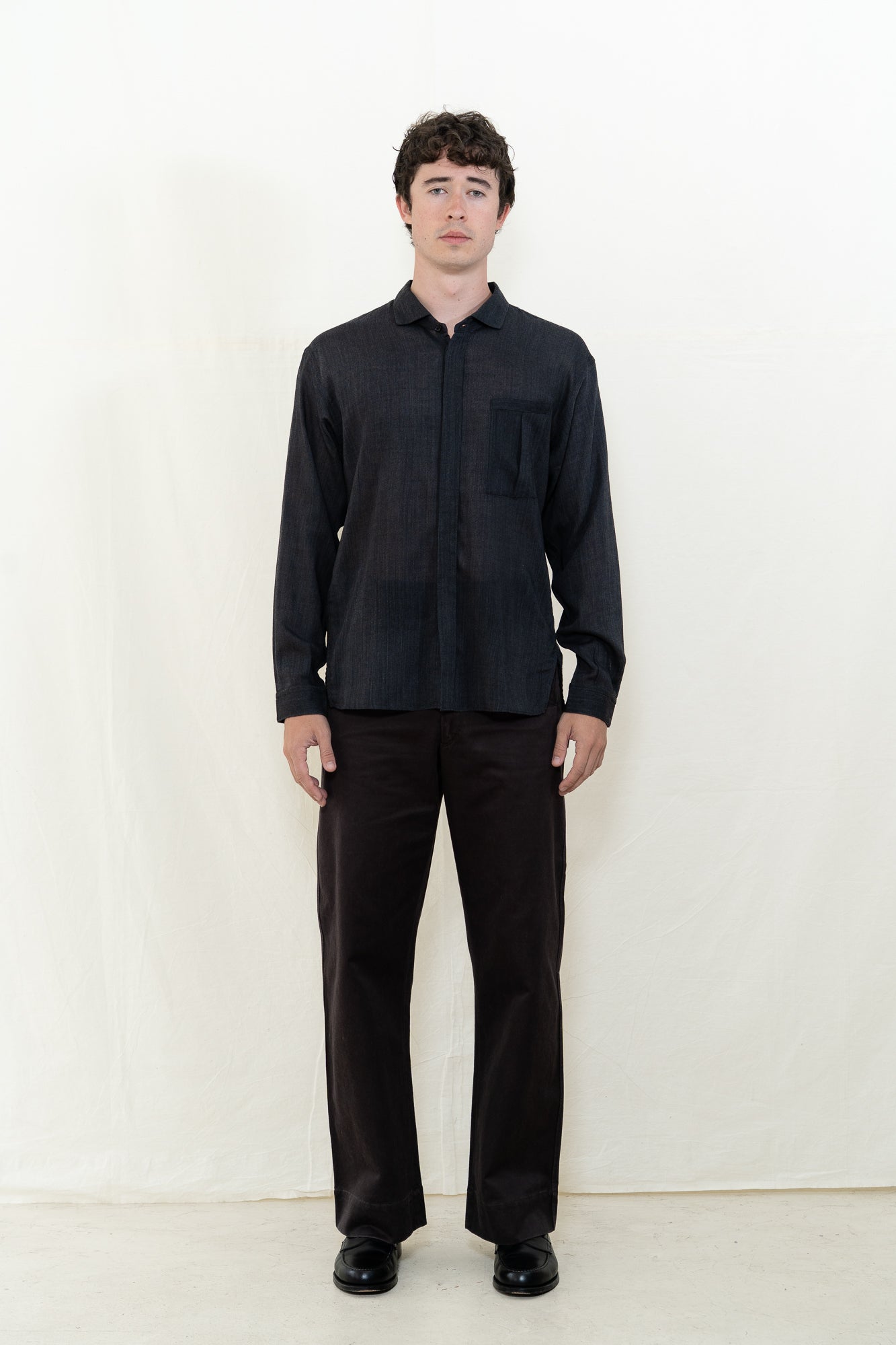 MotivMfg Shura Wool Twill Shirt in Charcoal
