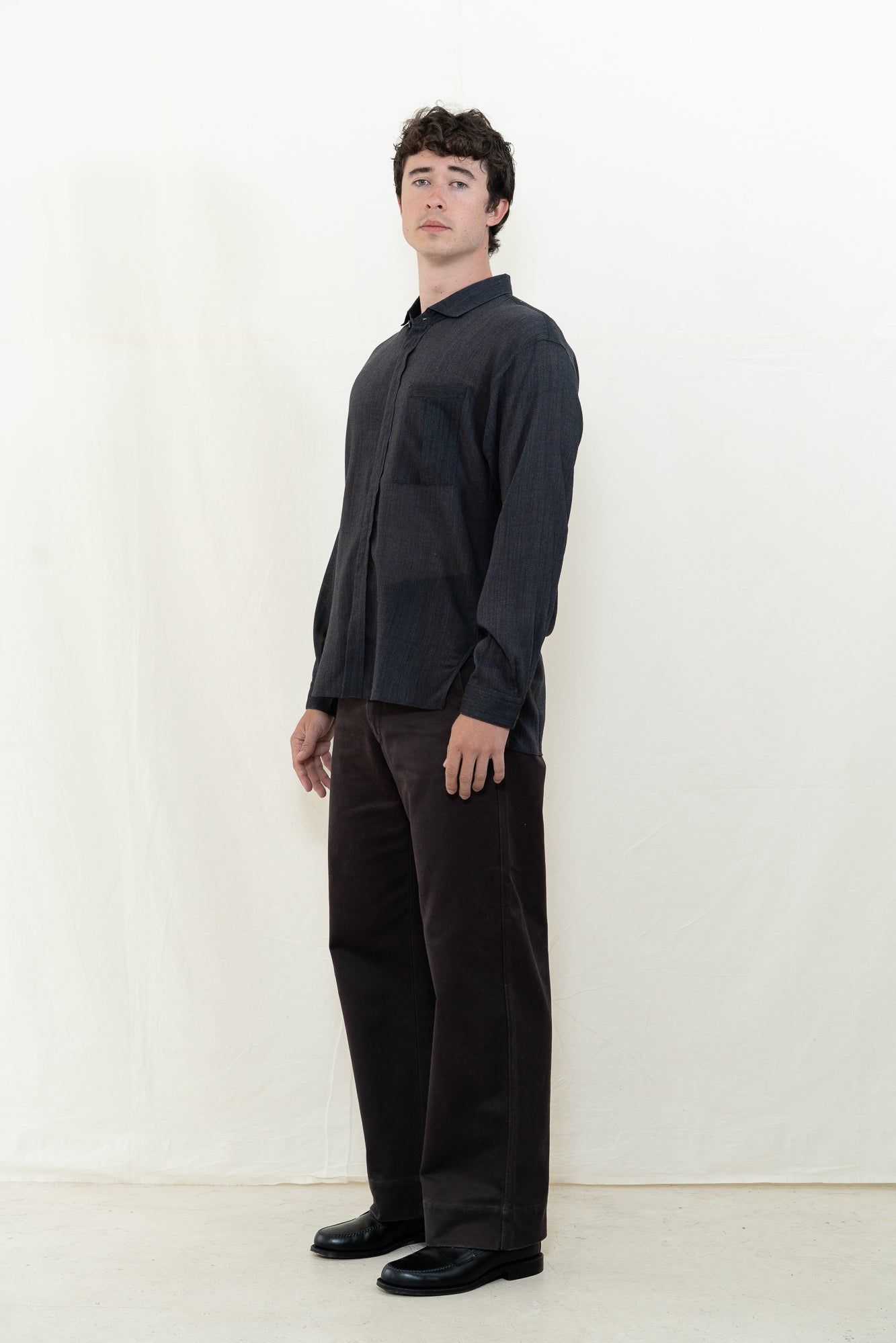 MotivMfg Shura Wool Twill Shirt in Charcoal