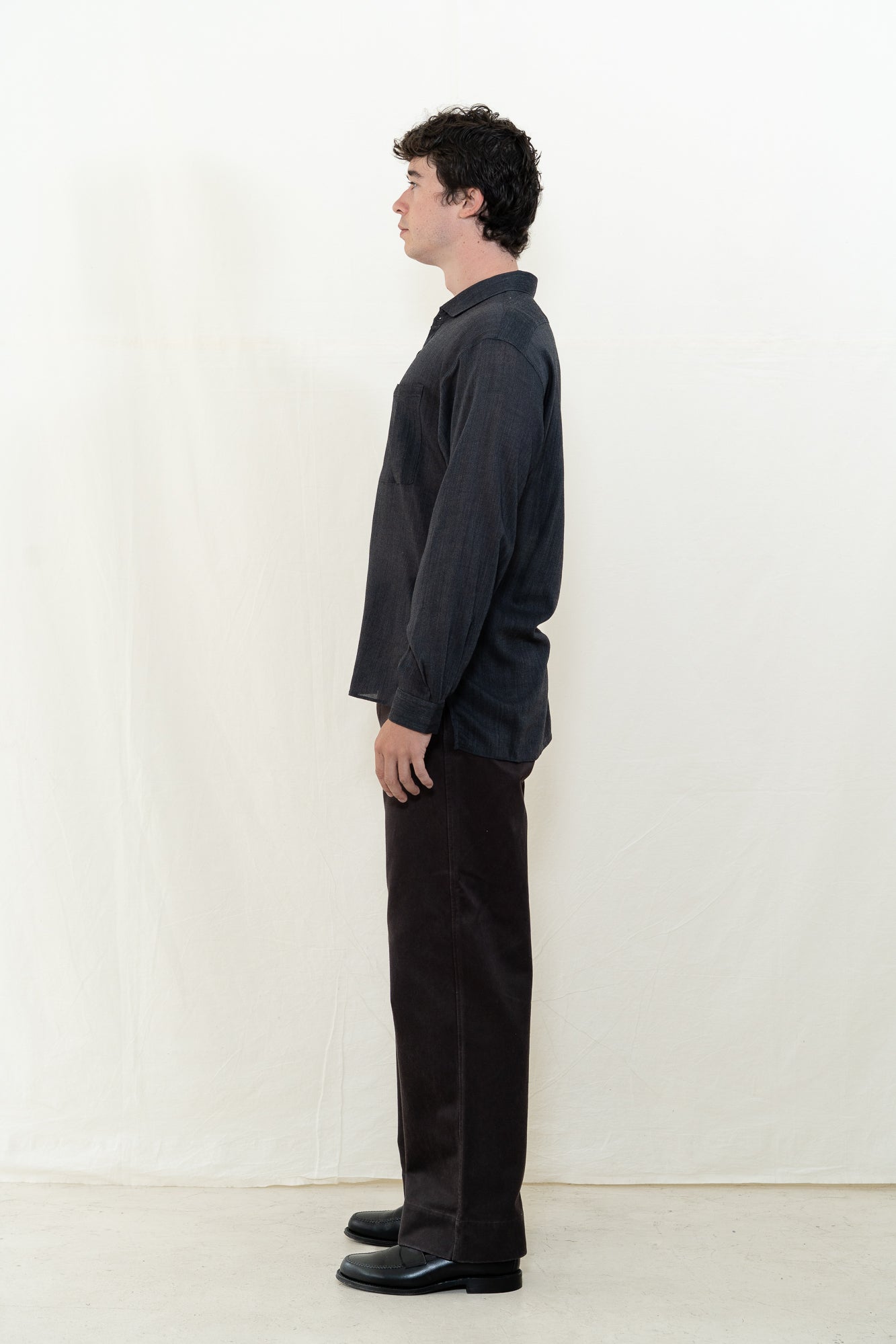 MotivMfg Shura Wool Twill Shirt in Charcoal
