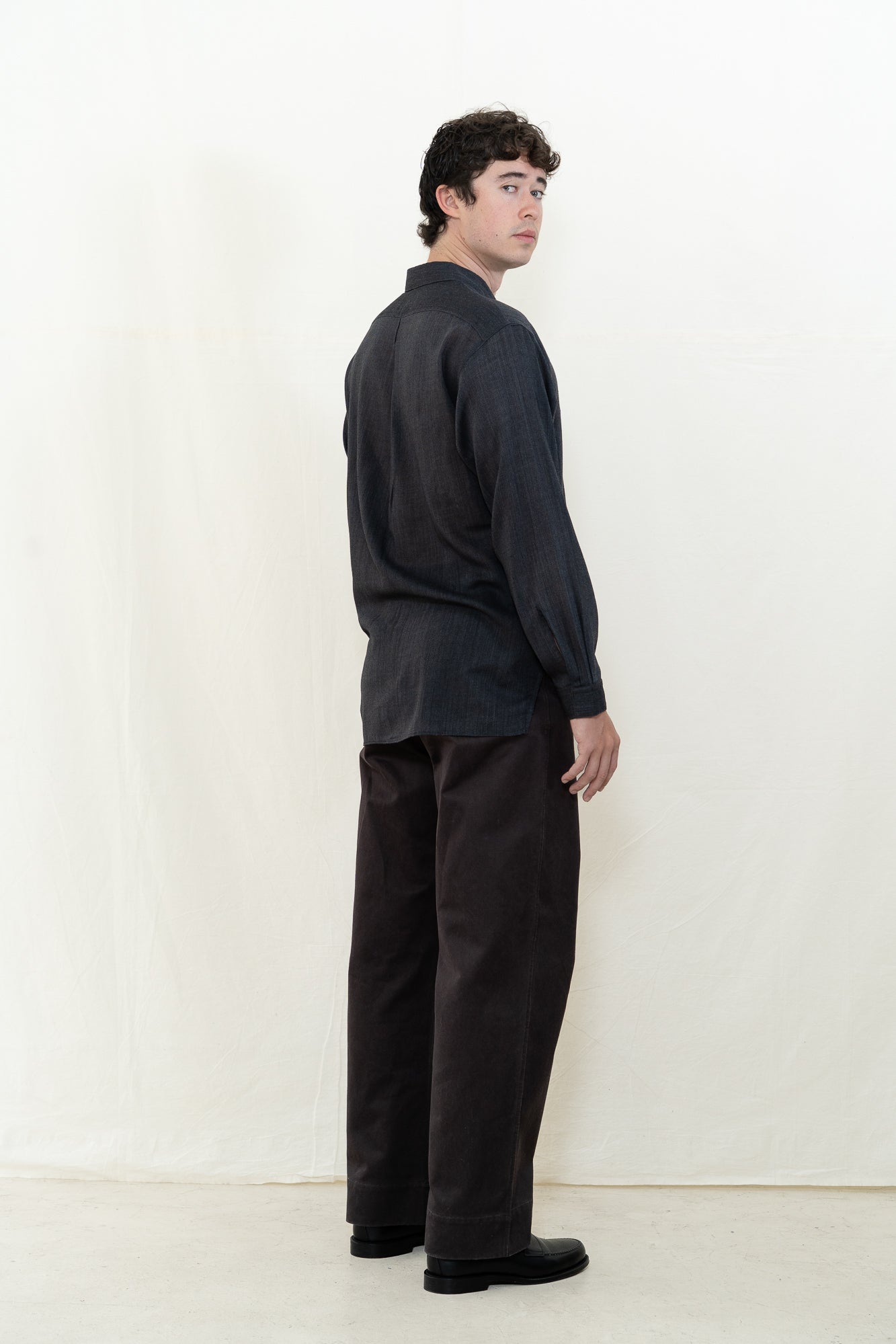 MotivMfg Shura Wool Twill Shirt in Charcoal