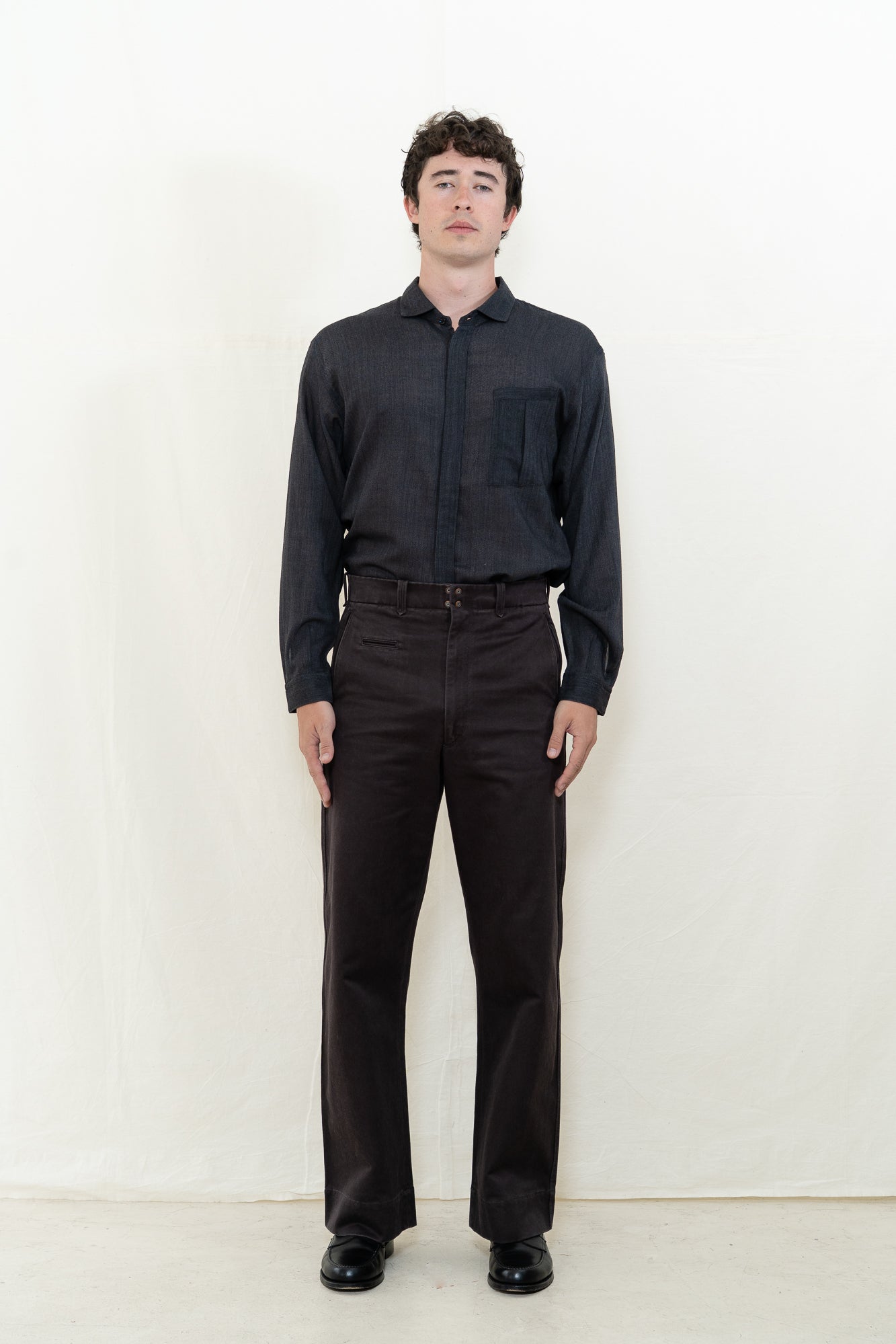 MotivMfg Pier Sateen Trousers in Aubergine