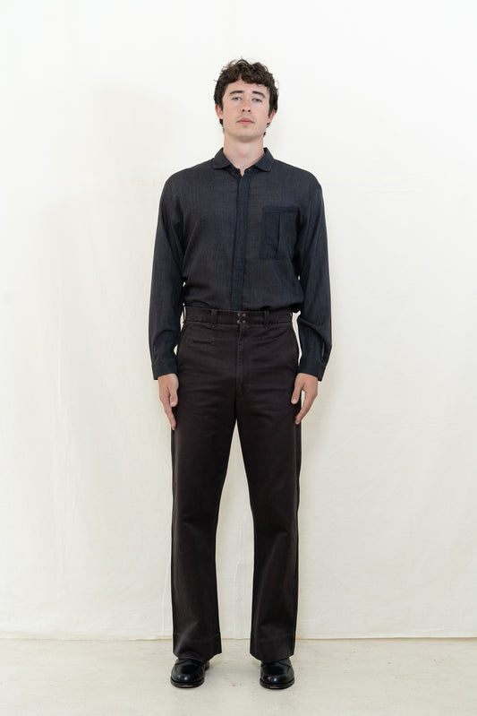 MotivMfg Pier Sateen Trousers in Aubergine