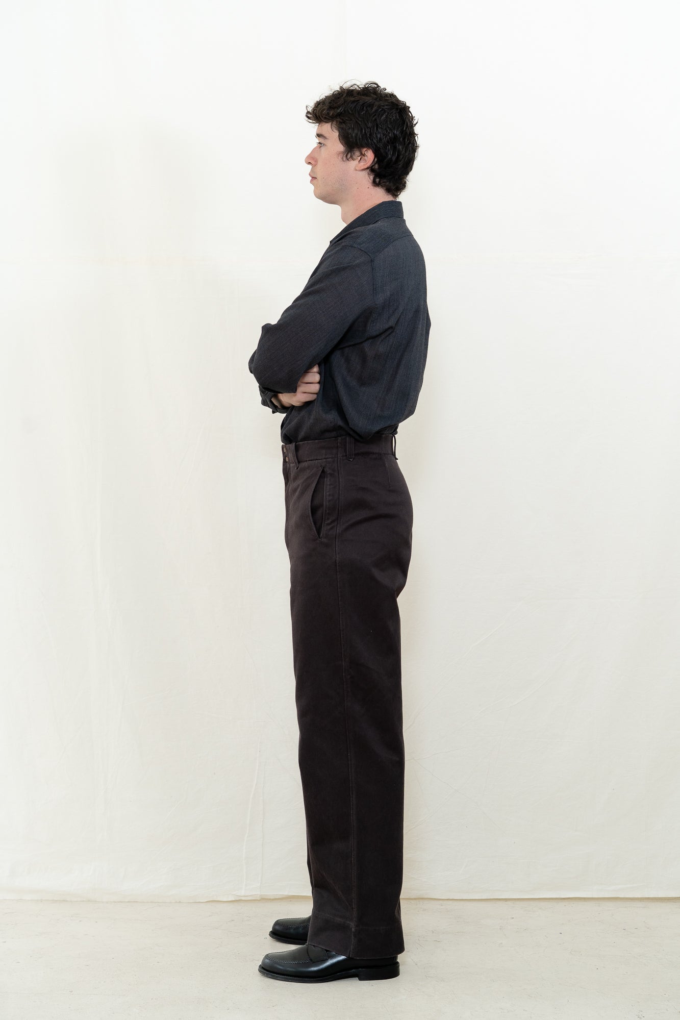 MotivMfg Pier Sateen Trousers in Aubergine