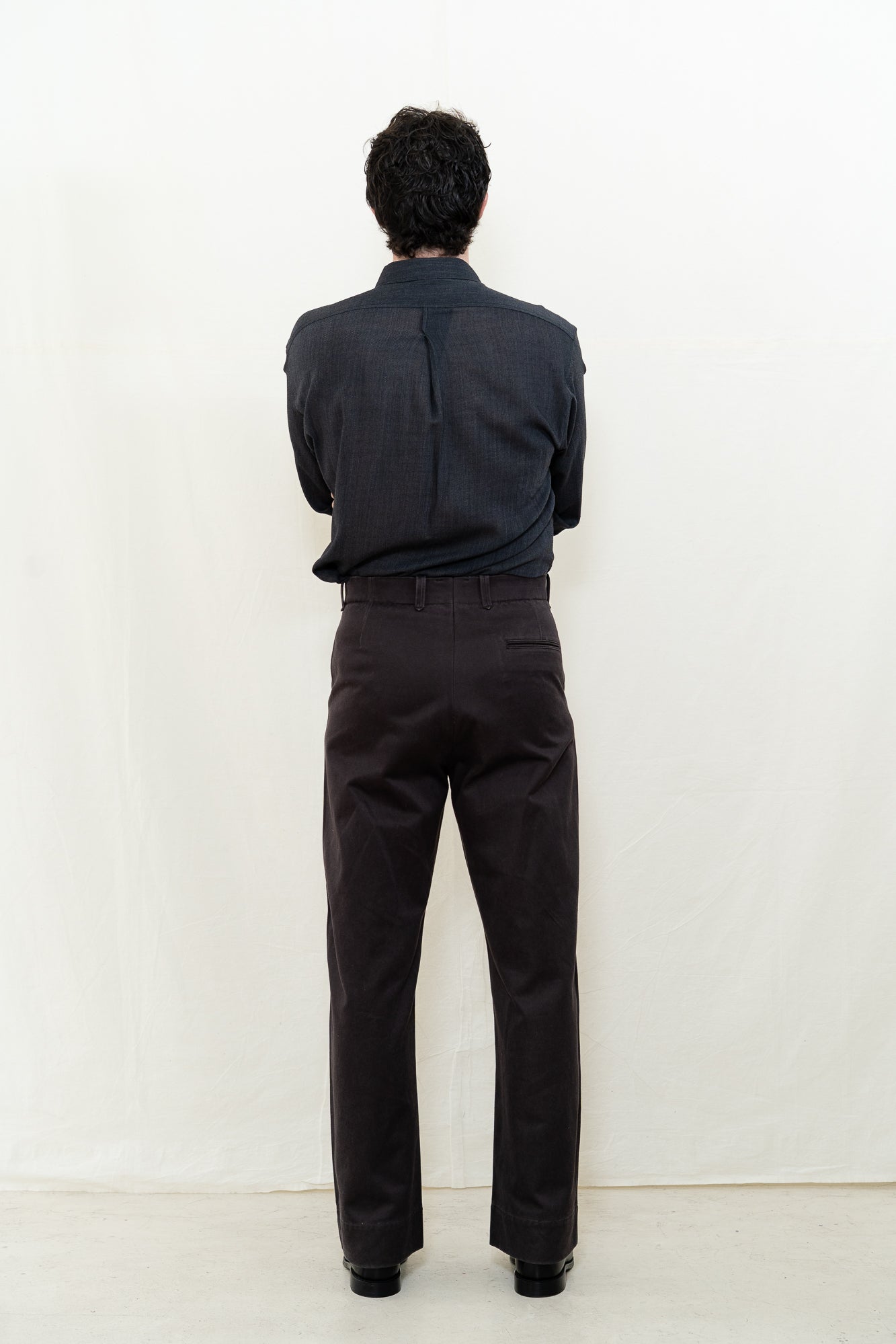 MotivMfg Pier Sateen Trousers in Aubergine