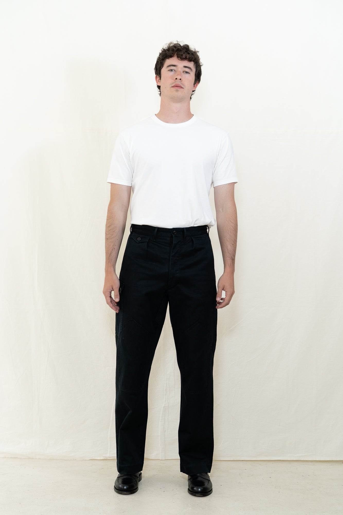 MotivMfg Dessin Sateen Army Trousers in Black