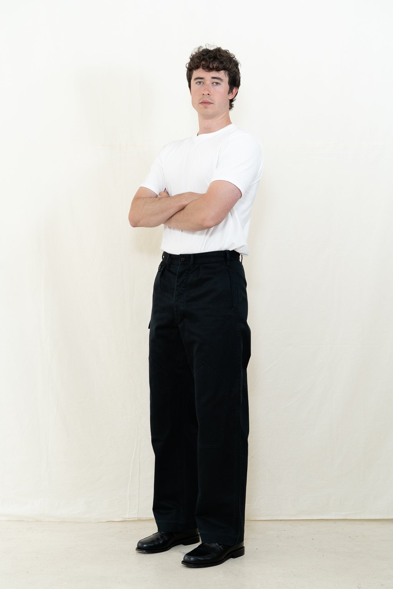 MotivMfg Dessin Sateen Army Trousers in Black