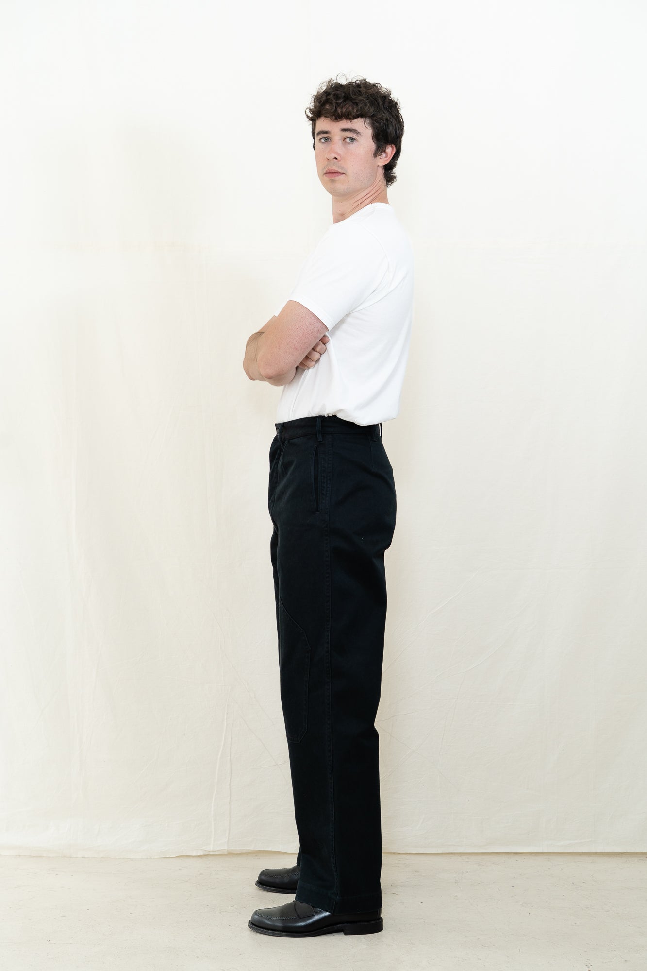 MotivMfg Dessin Sateen Army Trousers in Black