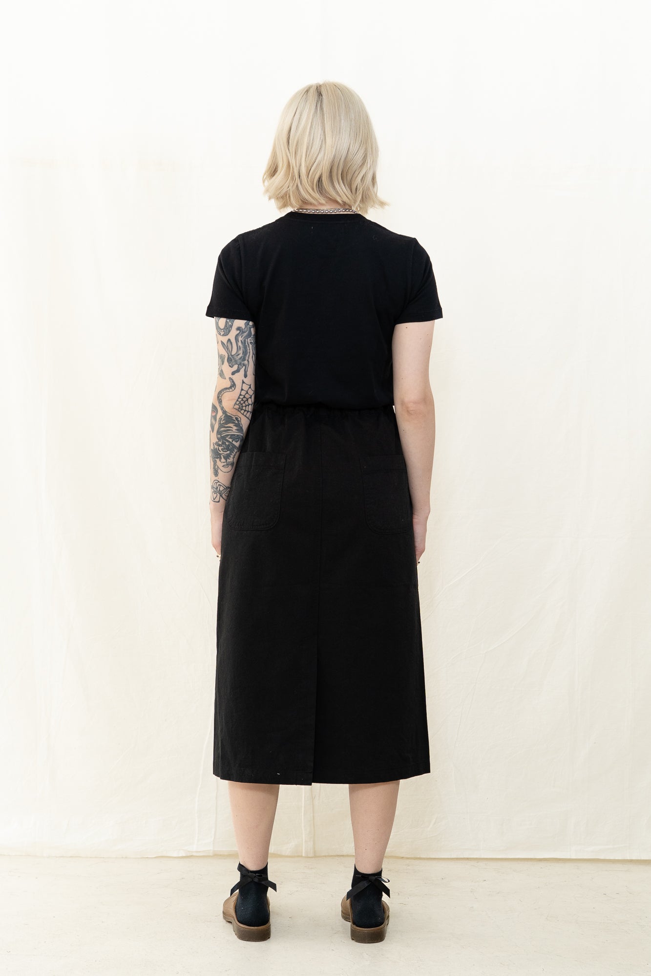 KAPPY Cotton Fatigue Skirt in Black