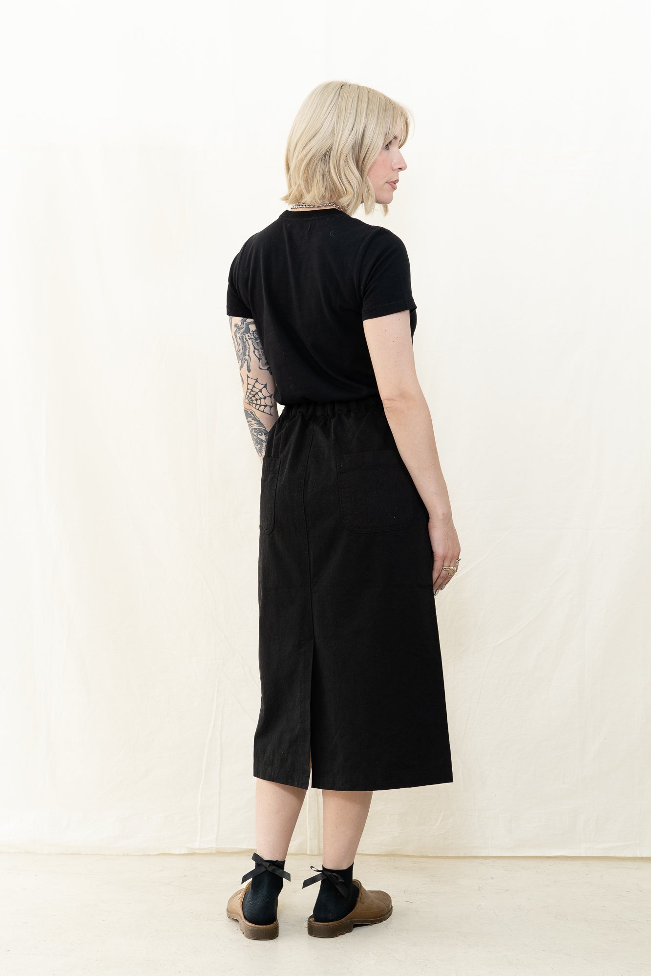 KAPPY Cotton Fatigue Skirt in Black