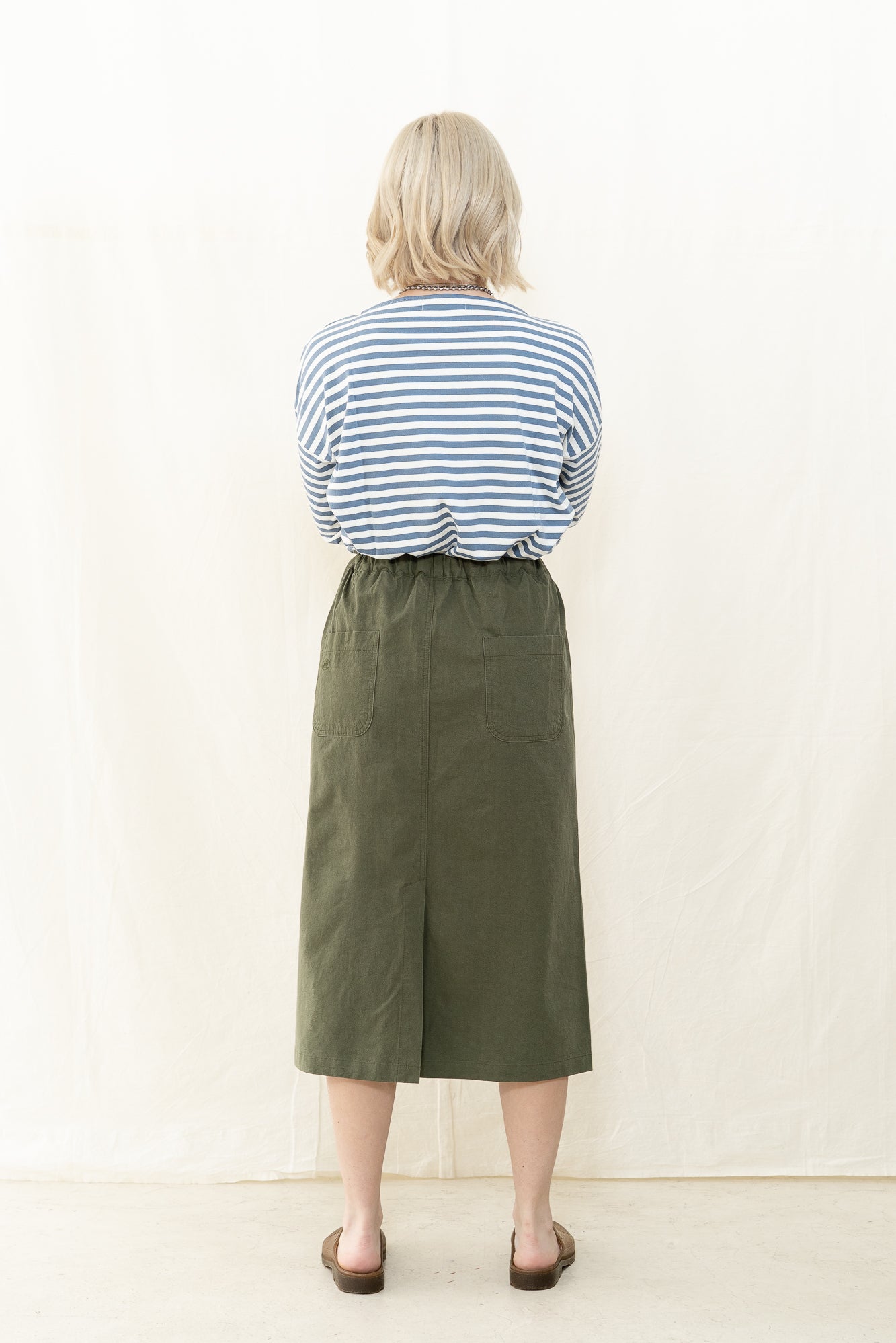 Kappy Cotton Fatigue Skirt in Khaki