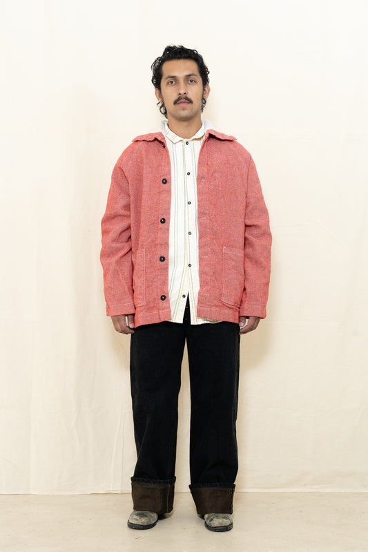 Tender Collared Drafting Coat in Red Twill