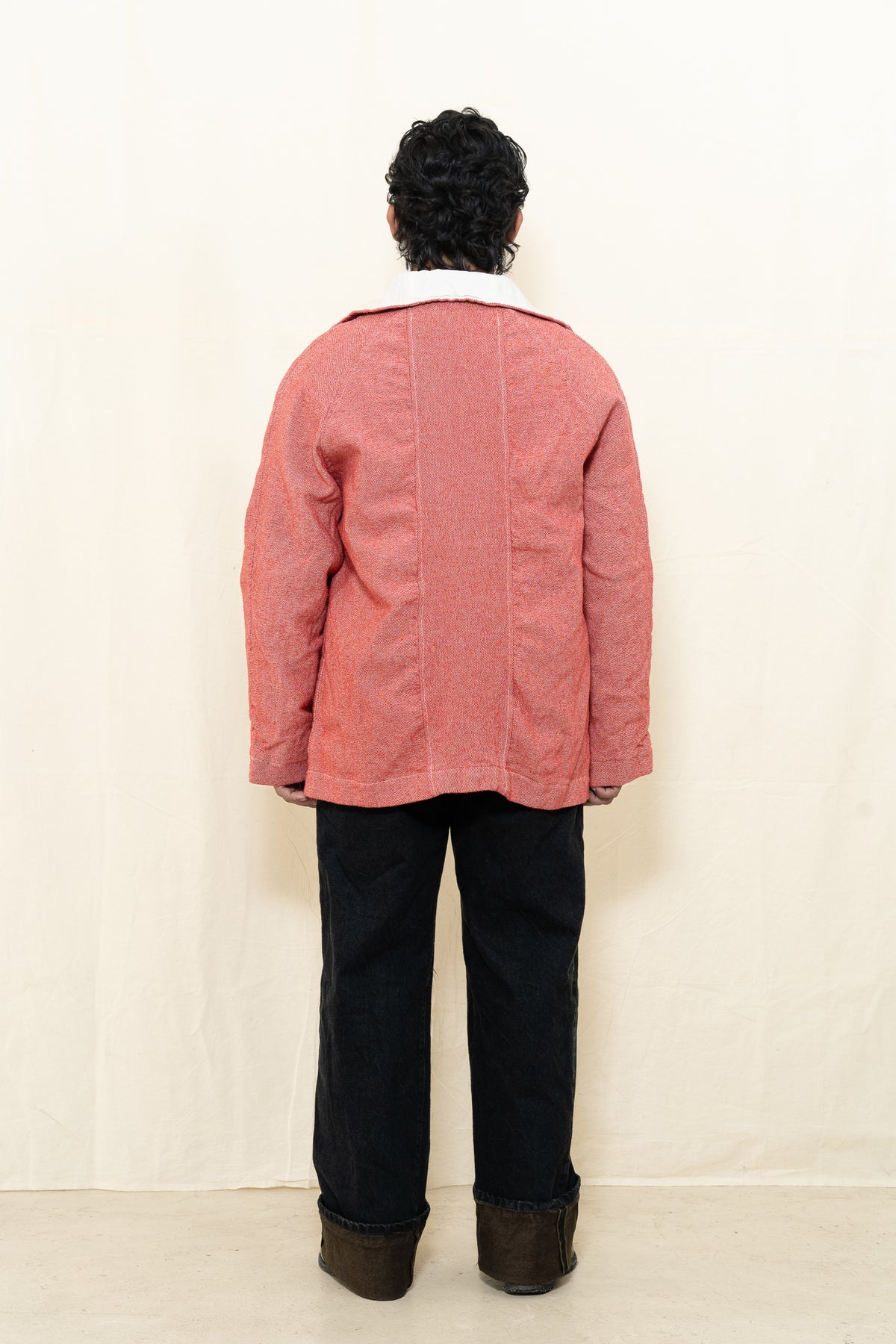 Tender Collared Drafting Coat in Red Twill
