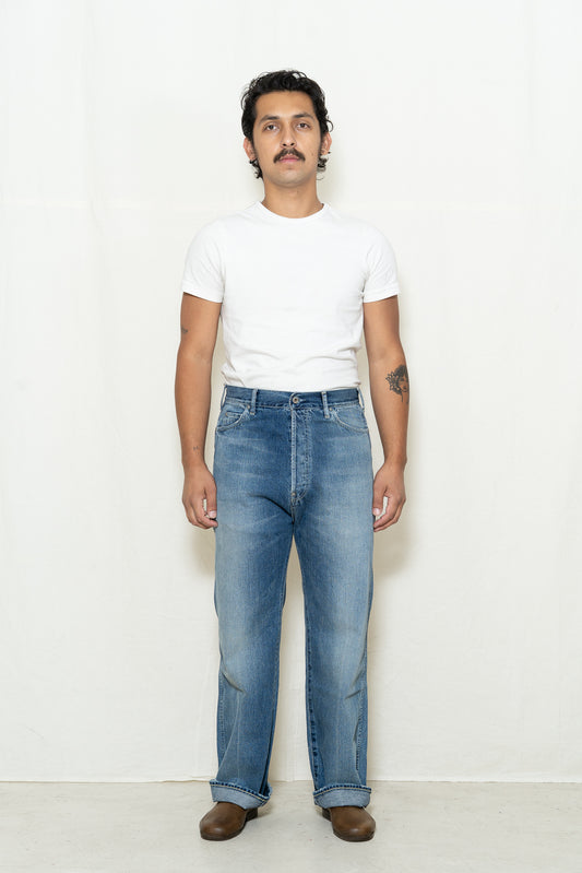 Chimala Wide Denim Straight Cut in Work Light Blue