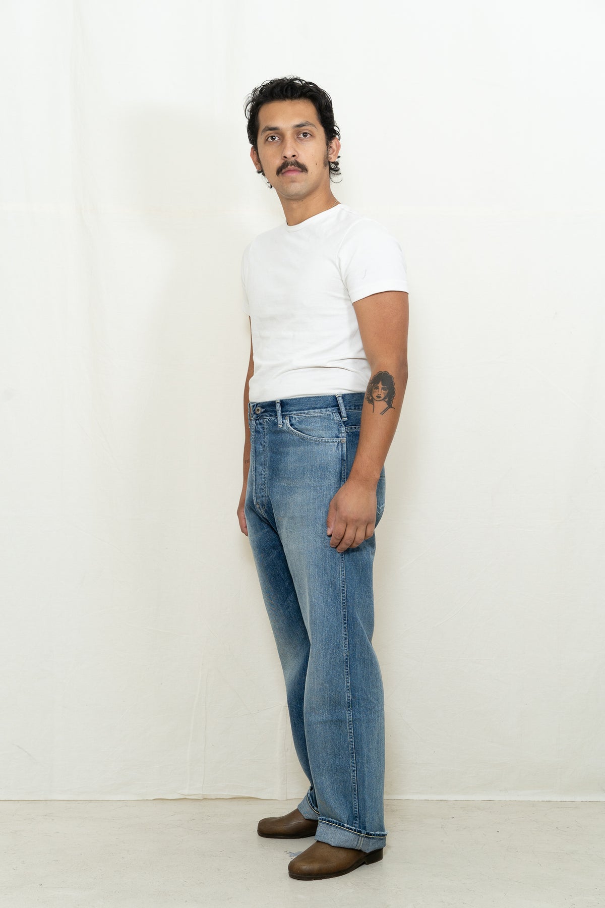 Chimala Wide Denim Straight Cut in Work Light Blue