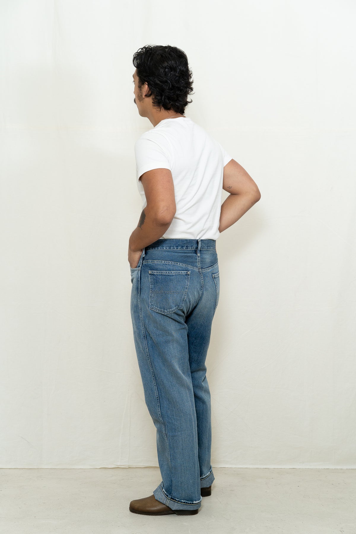 Chimala Wide Denim Straight Cut in Work Light Blue