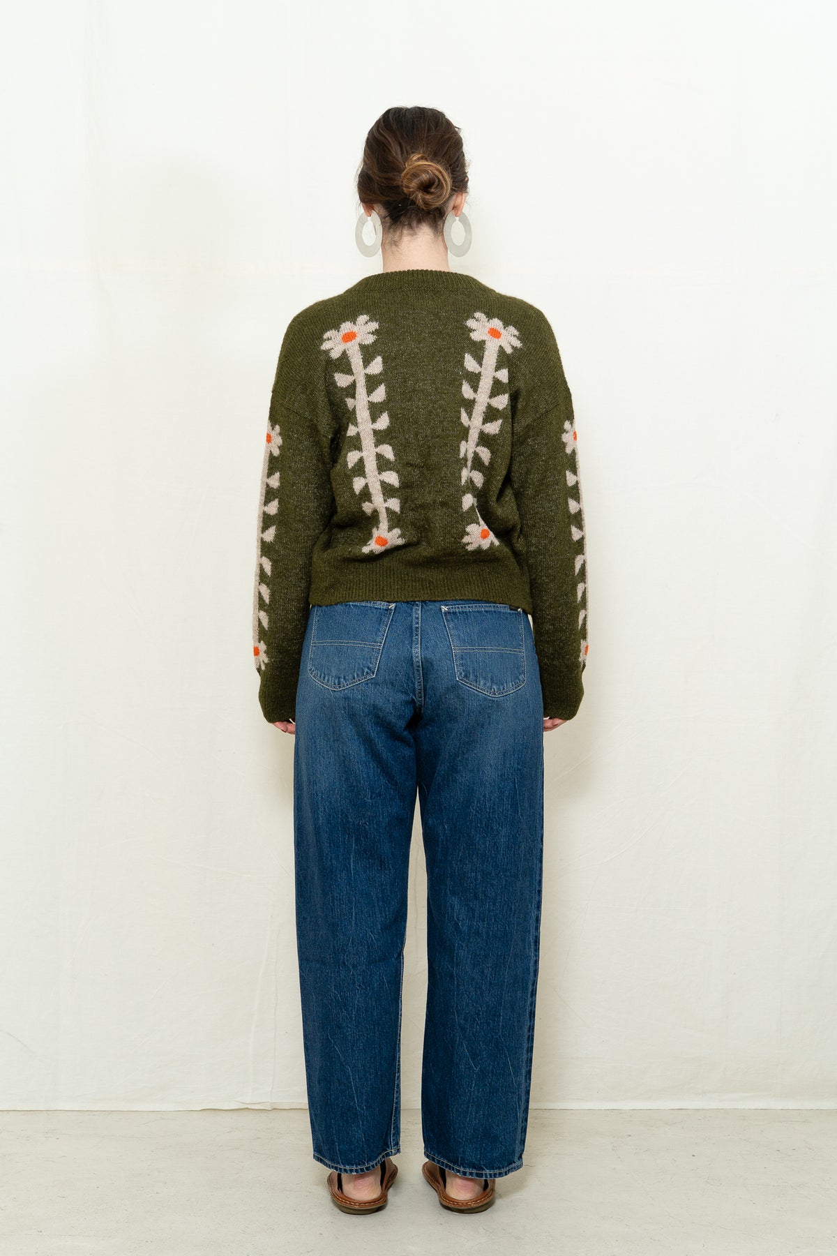 DEGEN Flower Power Cardigan in Moss