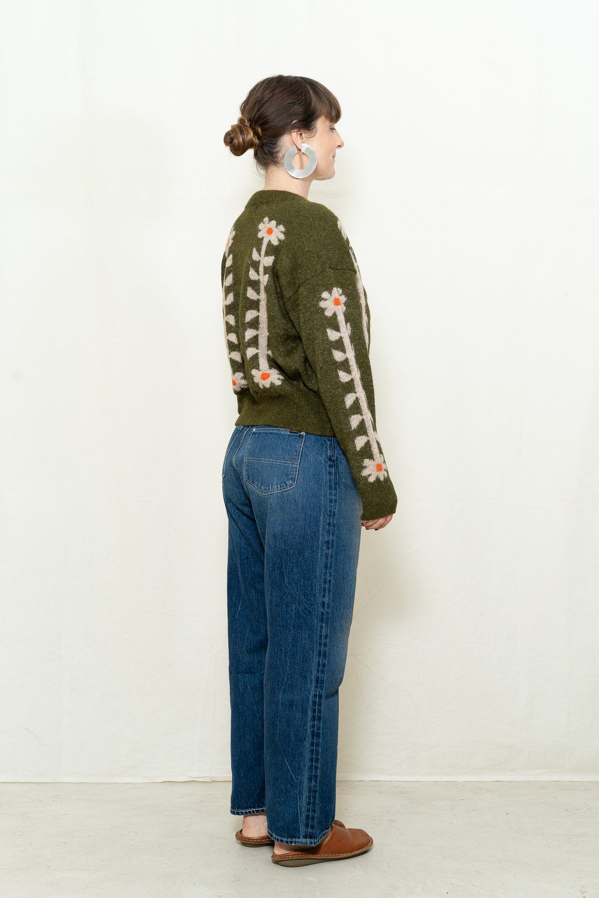 DEGEN Flower Power Cardigan in Moss