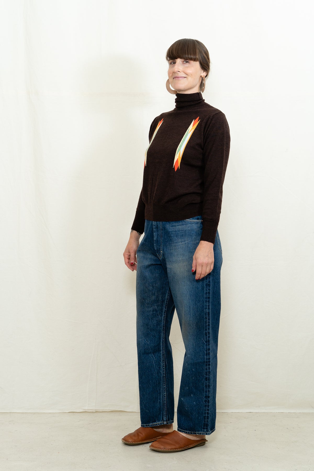 DEGEN Butterfly Intarsia T-neck in Walnut