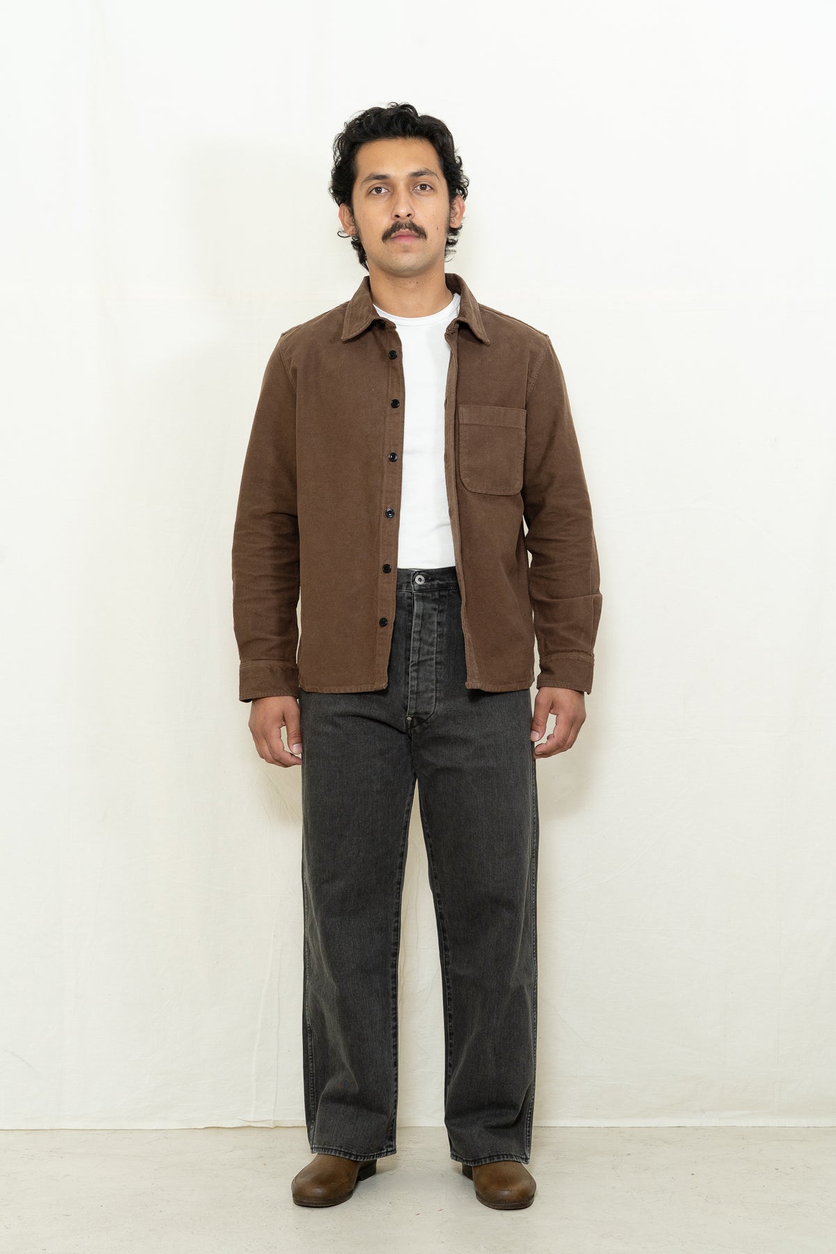 C.O.F Studio Soft Moleskin Overshirt in Nutella