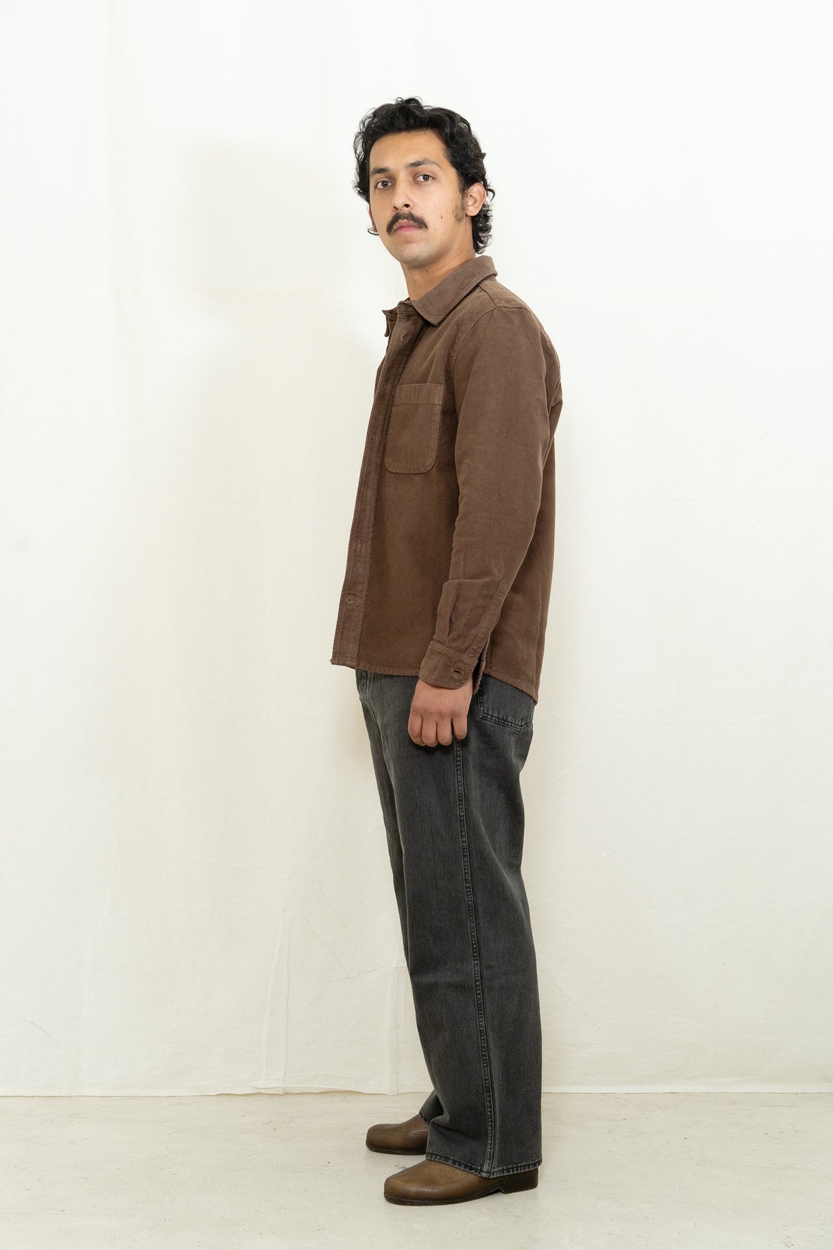 C.O.F Studio Soft Moleskin Overshirt in Nutella