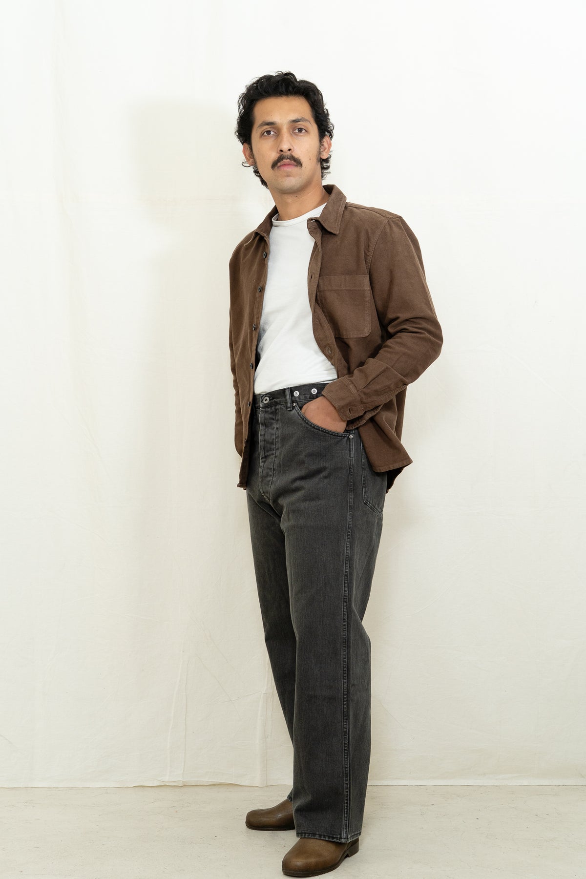 C.O.F Studio Soft Moleskin Overshirt in Nutella
