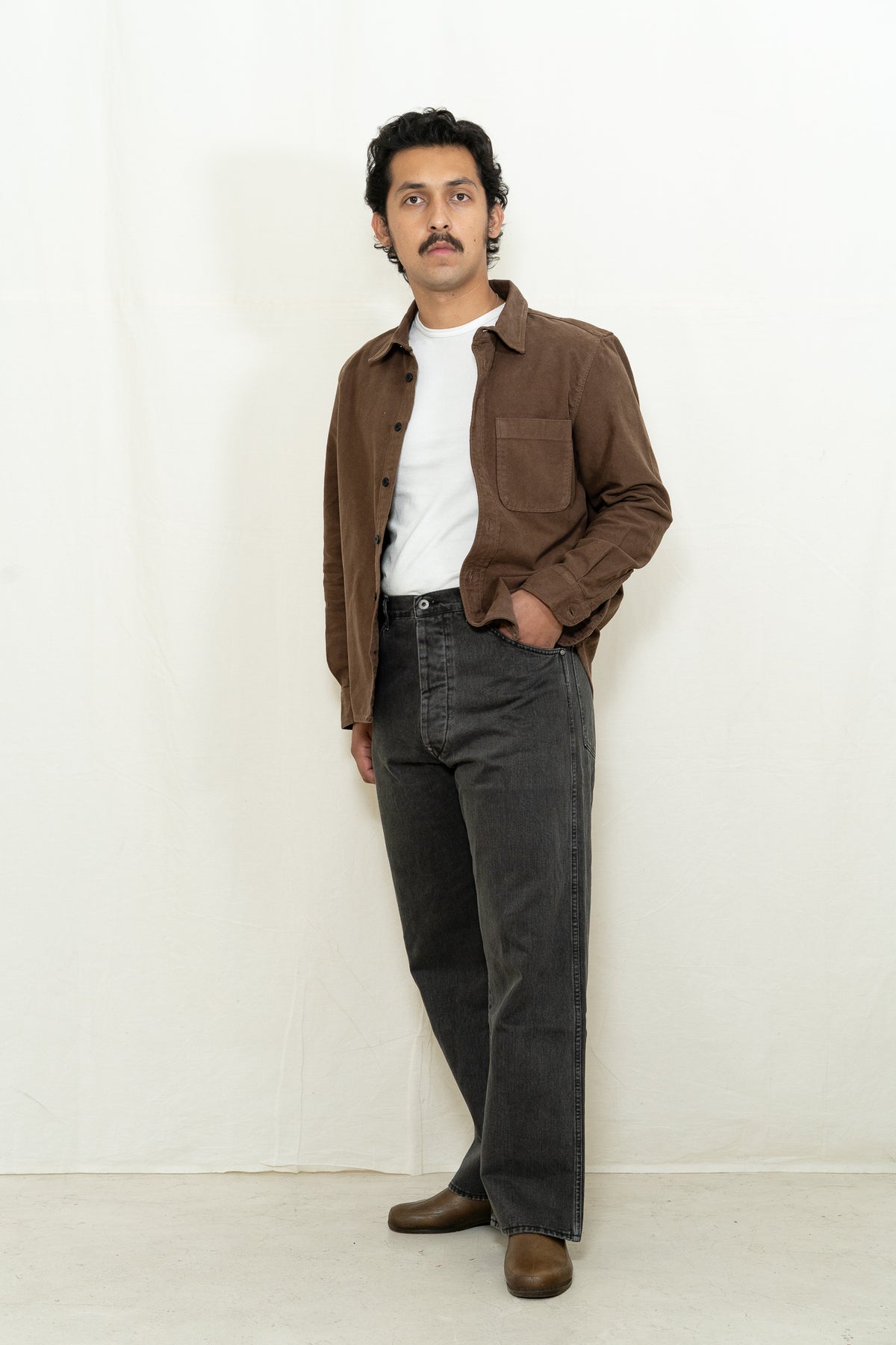 C.O.F Studio Soft Moleskin Overshirt in Nutella