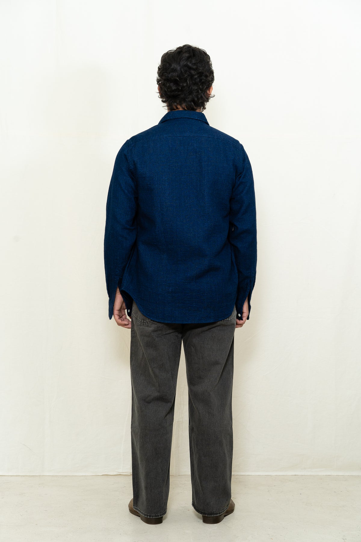 C.O.F. Studio Long Sleeve Standard Shirt in Dark Indigo Dobby