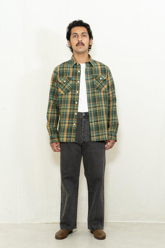 C.O.F. Studio Postman Shirt in Olive Night Plaid