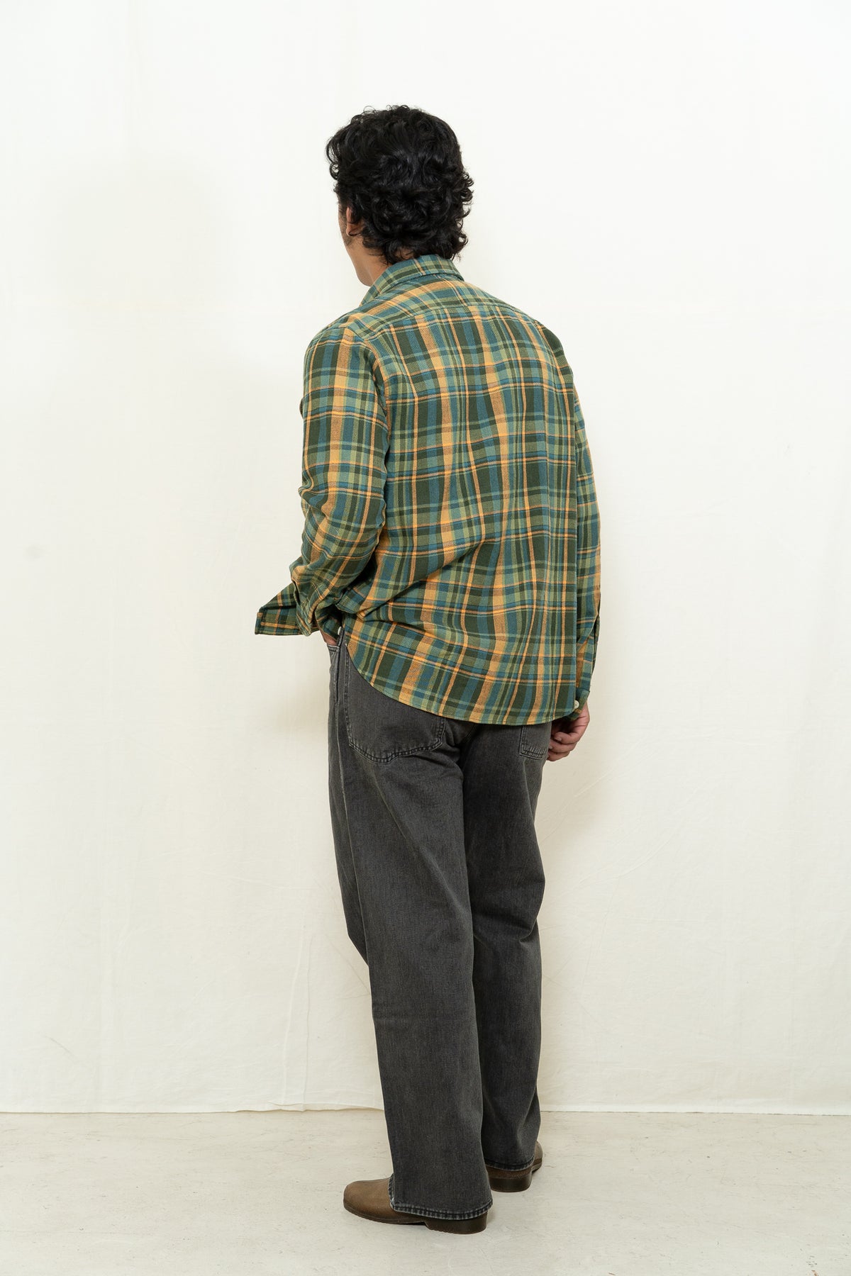 C.O.F. Studio Postman Shirt in Olive Night Plaid