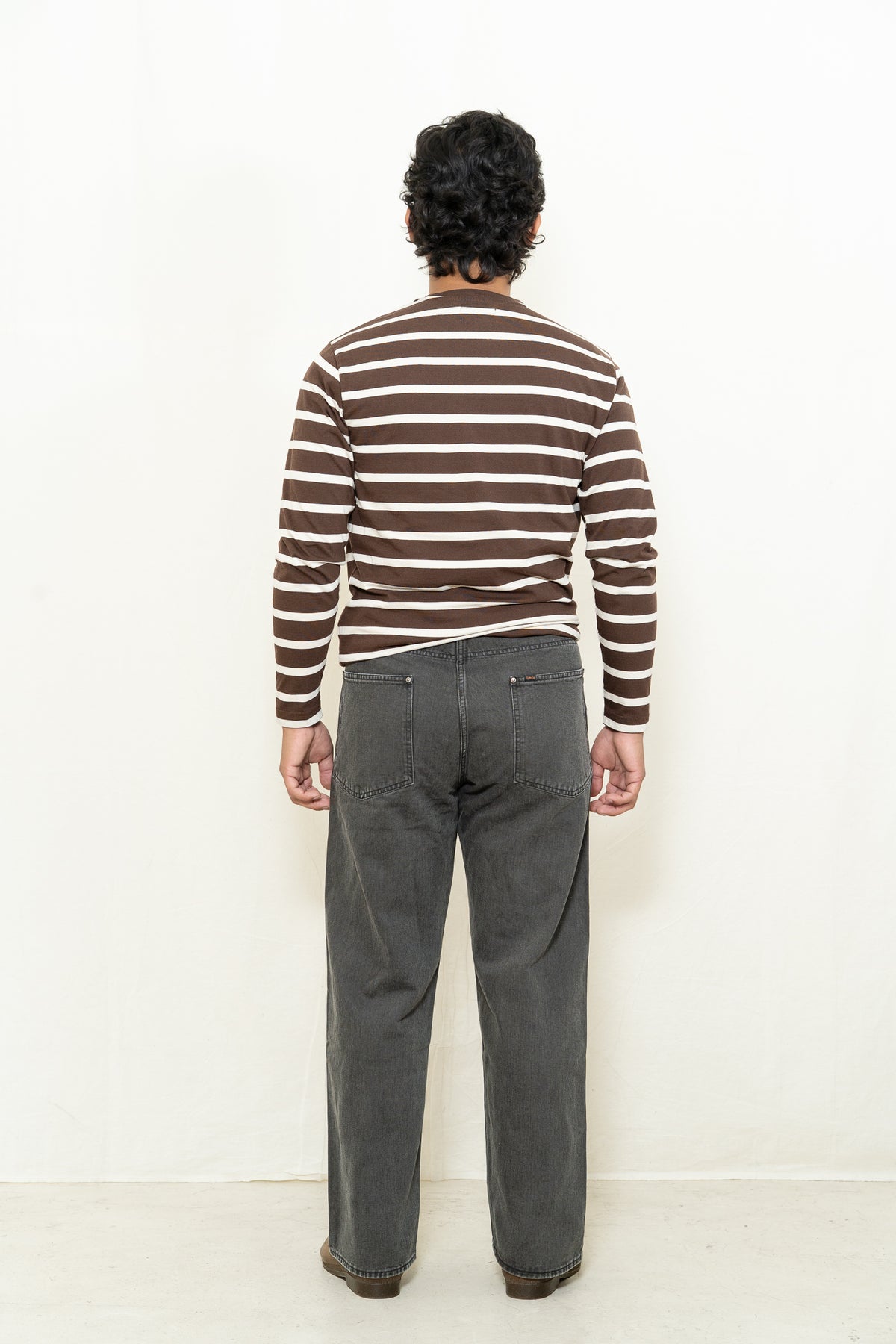 Far Afield Long Sleeve Breton Stripe T-Shirt in Brown