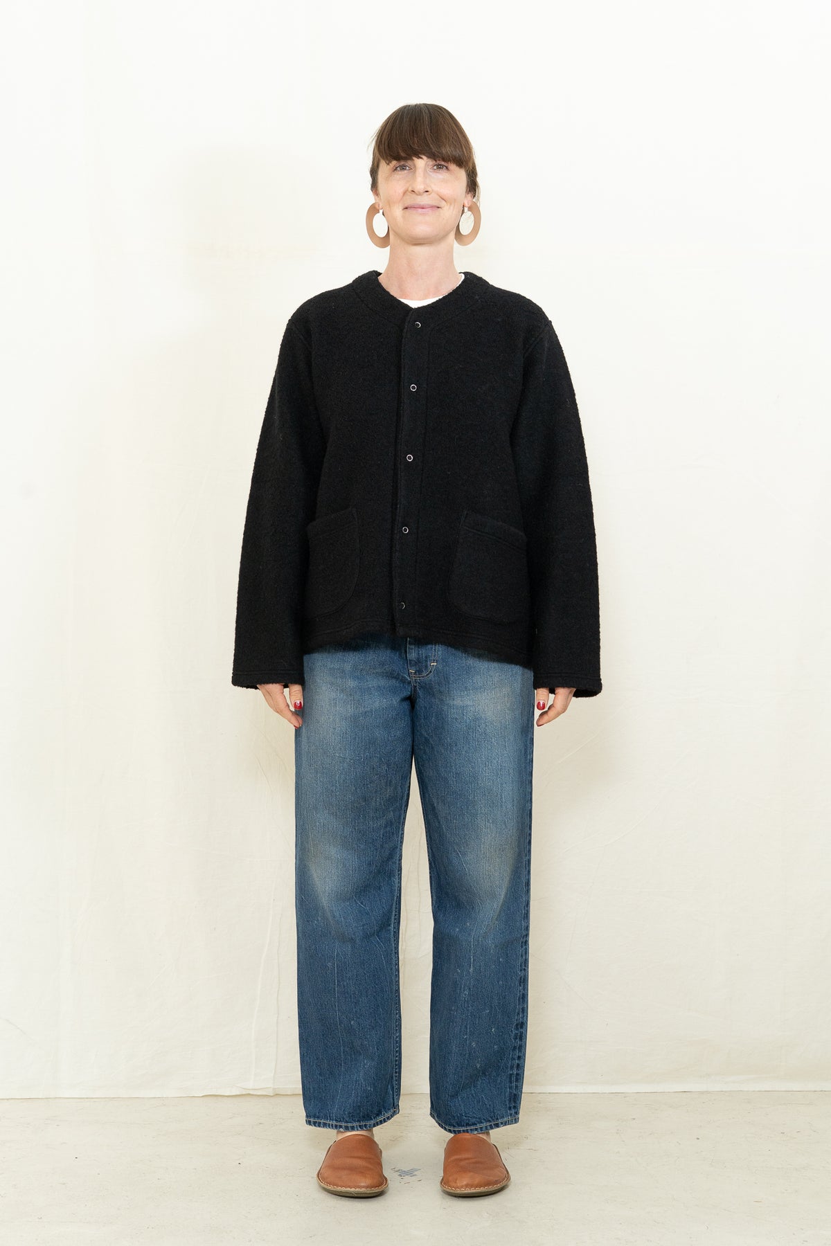 Chimala Sheep Pile Snap Cardigan in Black