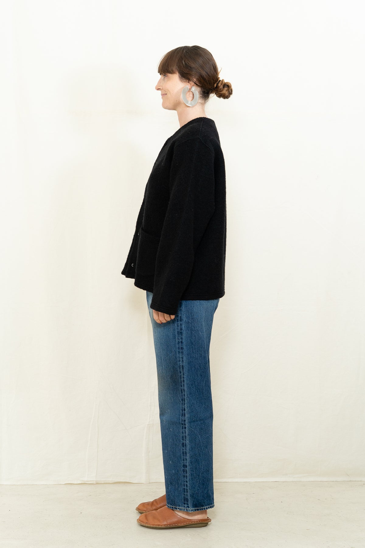 Chimala Sheep Pile Snap Cardigan in Black