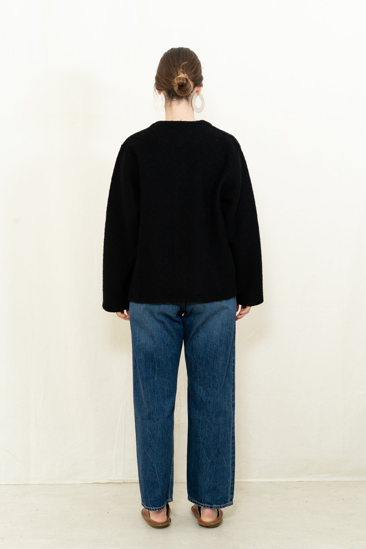 Chimala Sheep Pile Snap Cardigan in Black