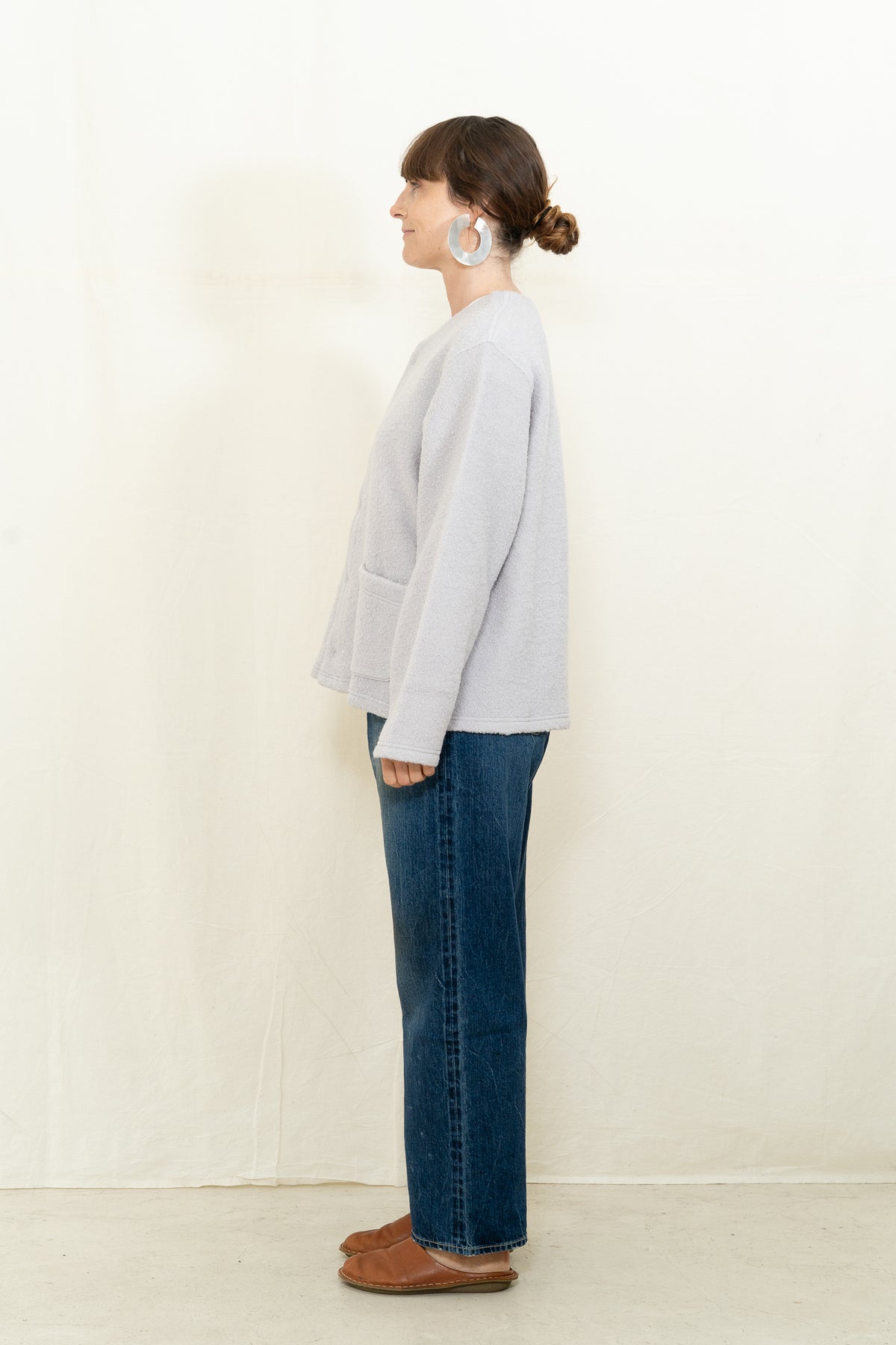 Chimala Sheep Pile Snap Cardigan in Gray