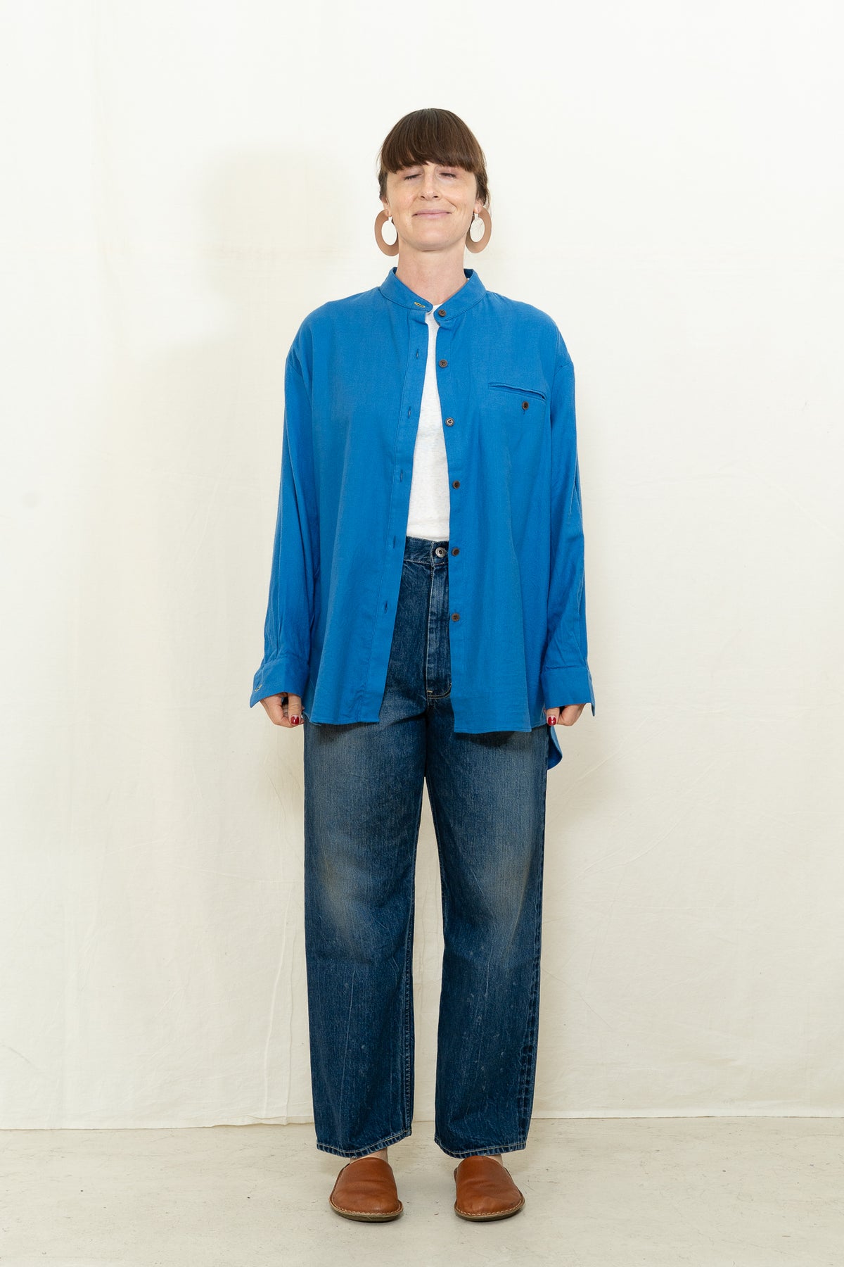 SARAHWEAR Flannel Potter's Shirt in Blue