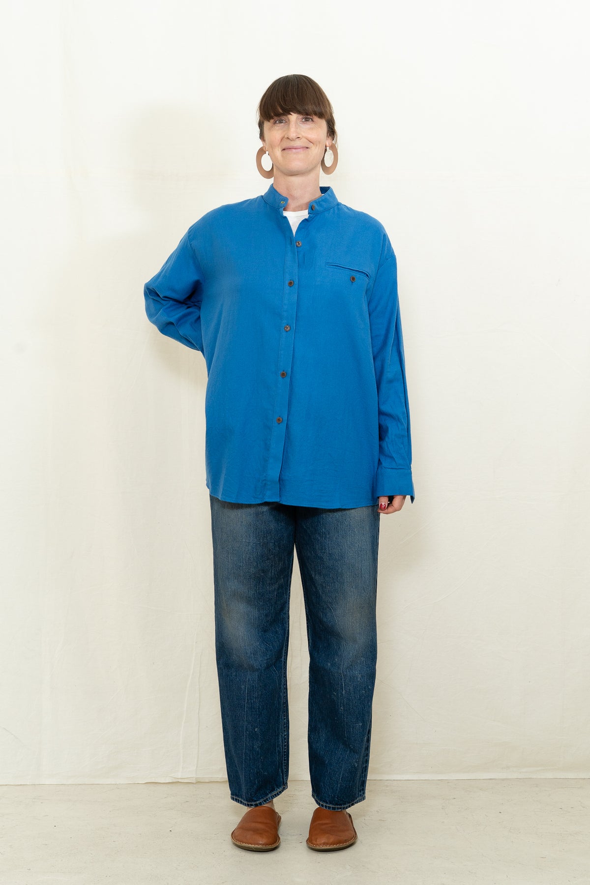 SARAHWEAR Flannel Potter's Shirt in Blue