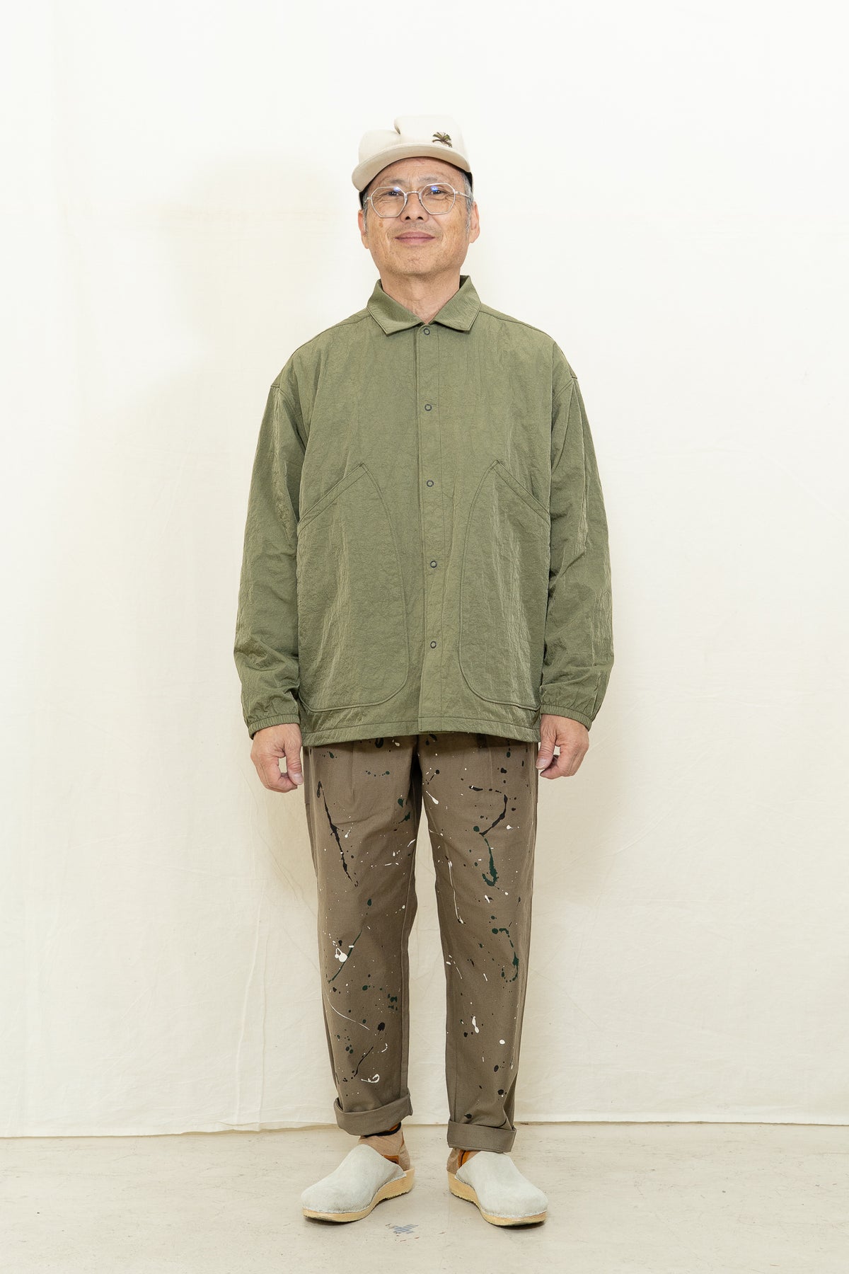 Jackman Nylon Ballboy Shirt in Olive
