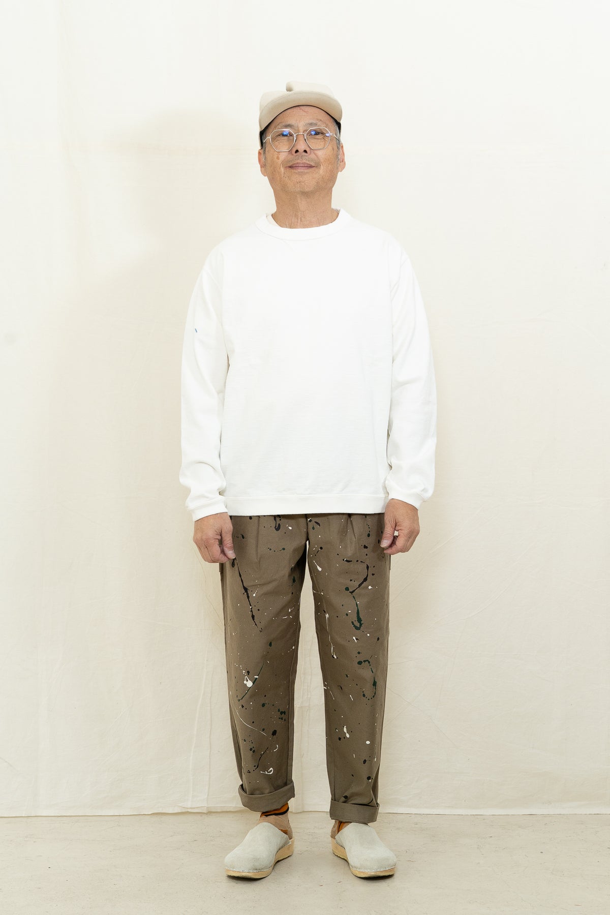 Jackman Dotsume Rib LS T-Shirt in Off White
