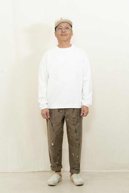 Jackman Dotsume Rib LS T-Shirt in Off White