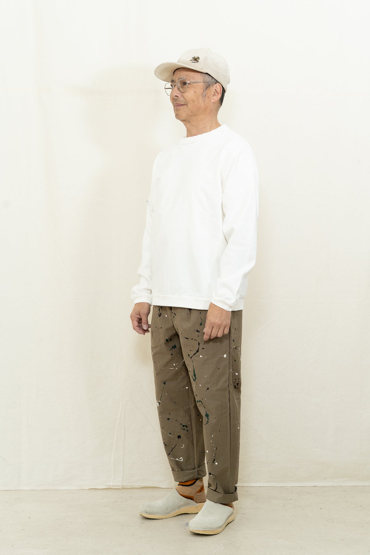 Jackman Dotsume Rib LS T-Shirt in Off White