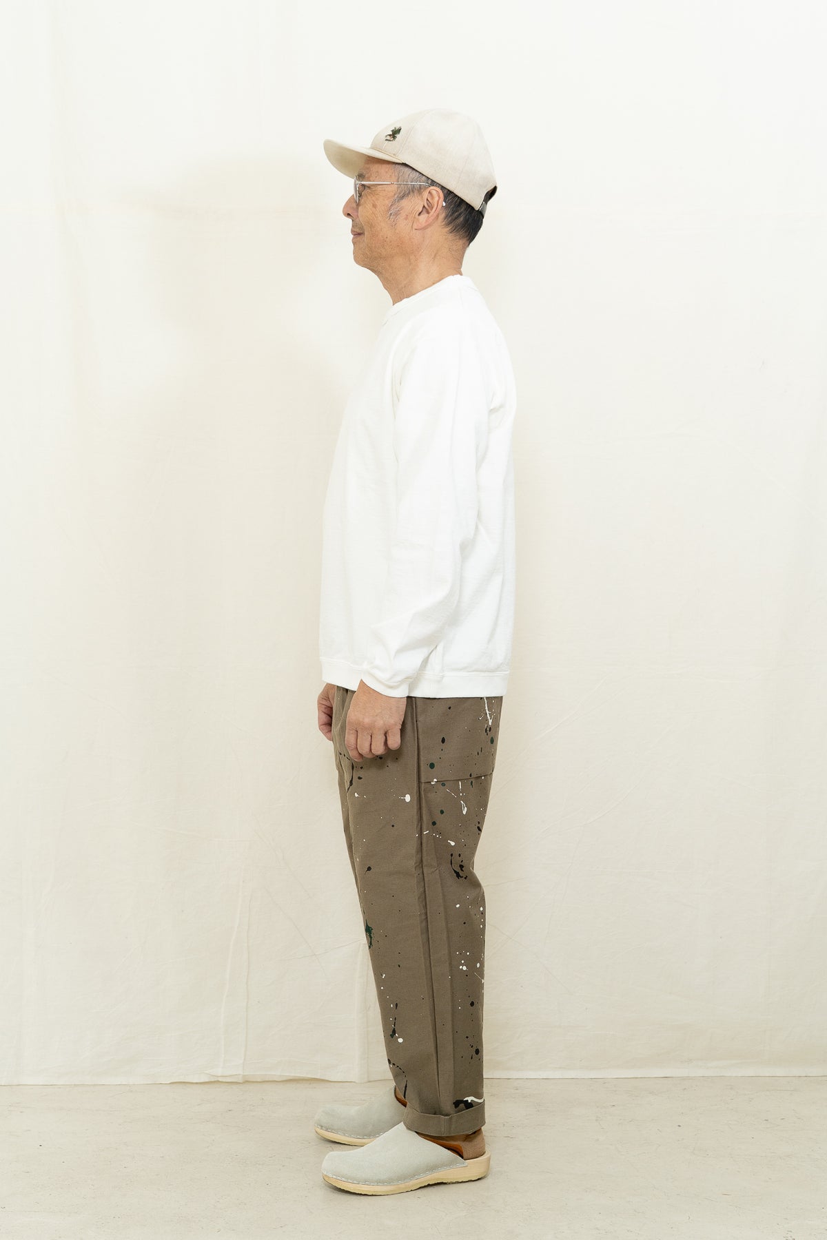 Jackman Dotsume Rib LS T-Shirt in Off White
